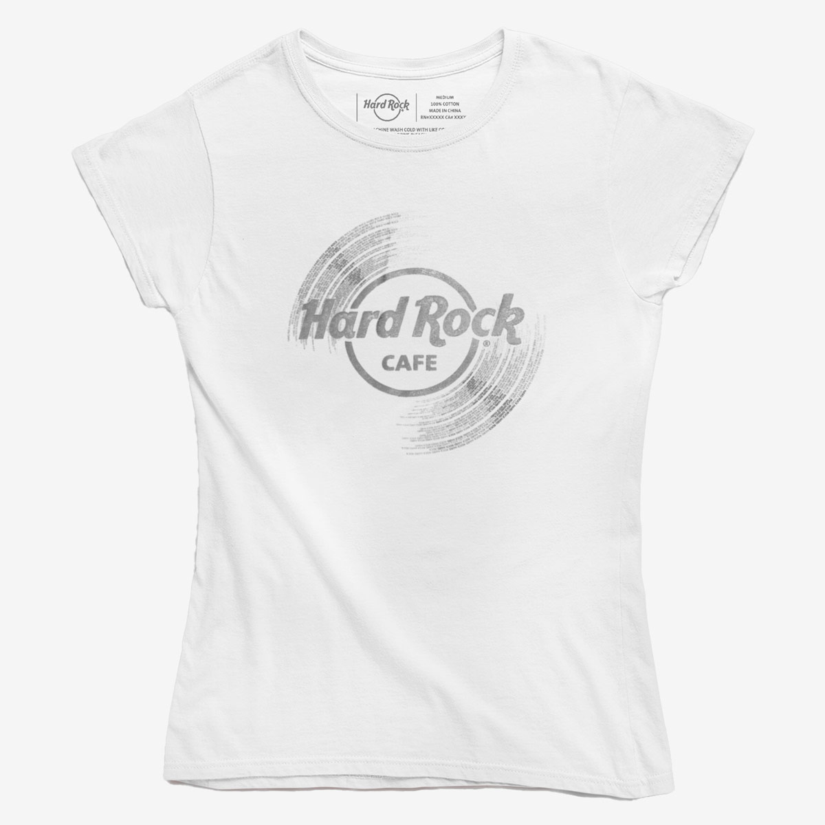 Hard Rock Vinyl Logo Women's Shortsleeve Crewneck Tee in White image number 3