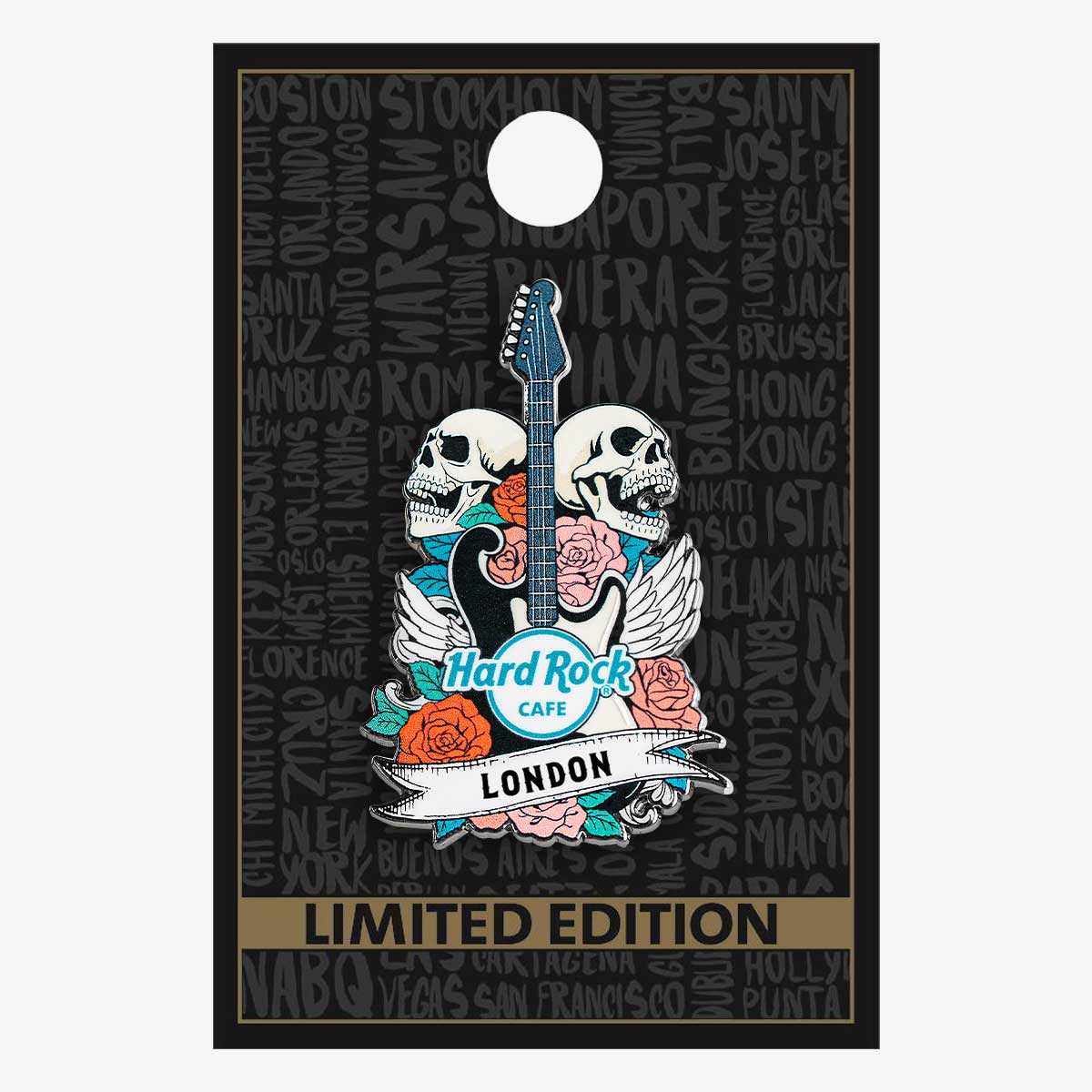 Limited Edition Skulls and Roses Guitar Pin image number 2