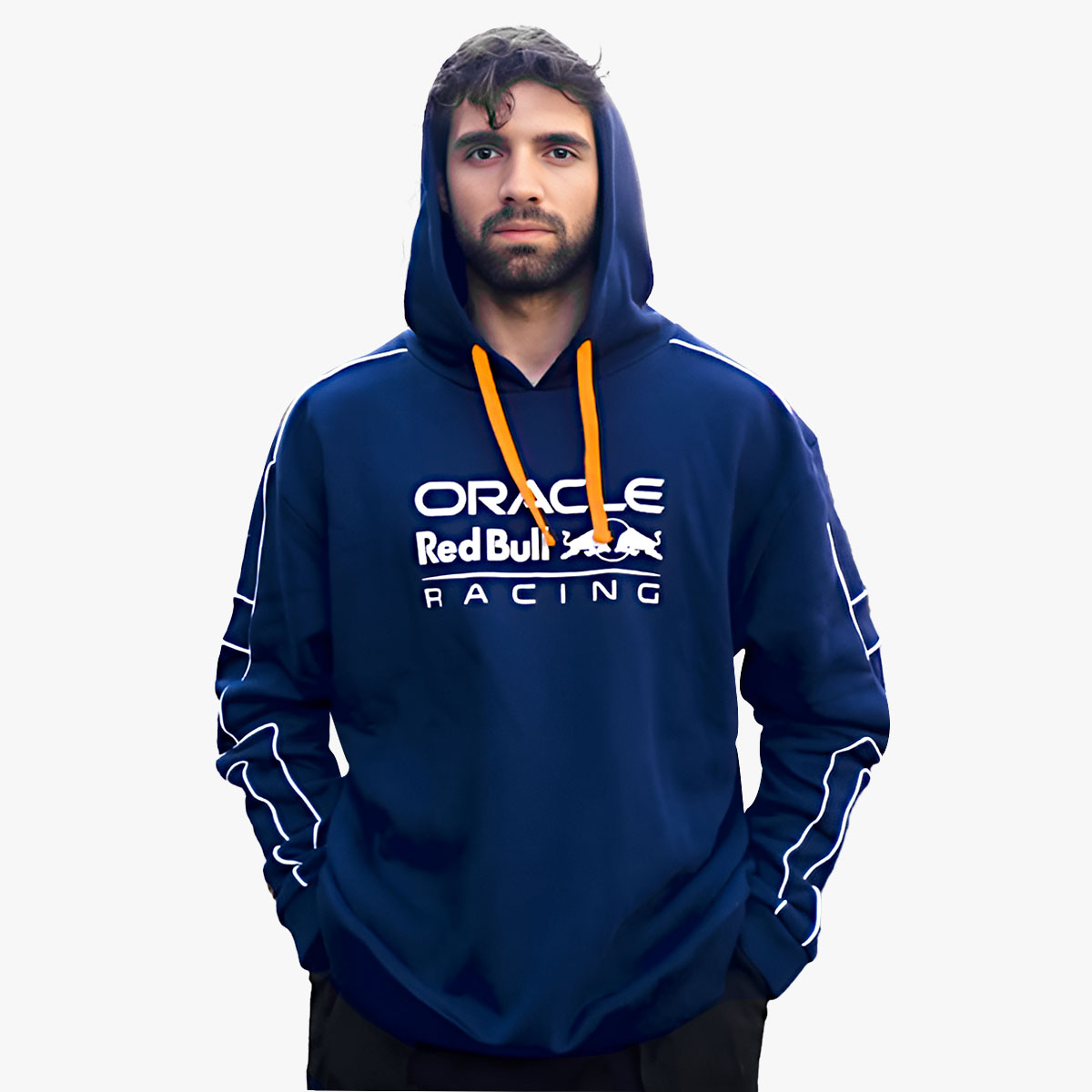 Oracle Red Bull F1 Racing Hoodie in Navy with Contrast White Racer Piping image number 2