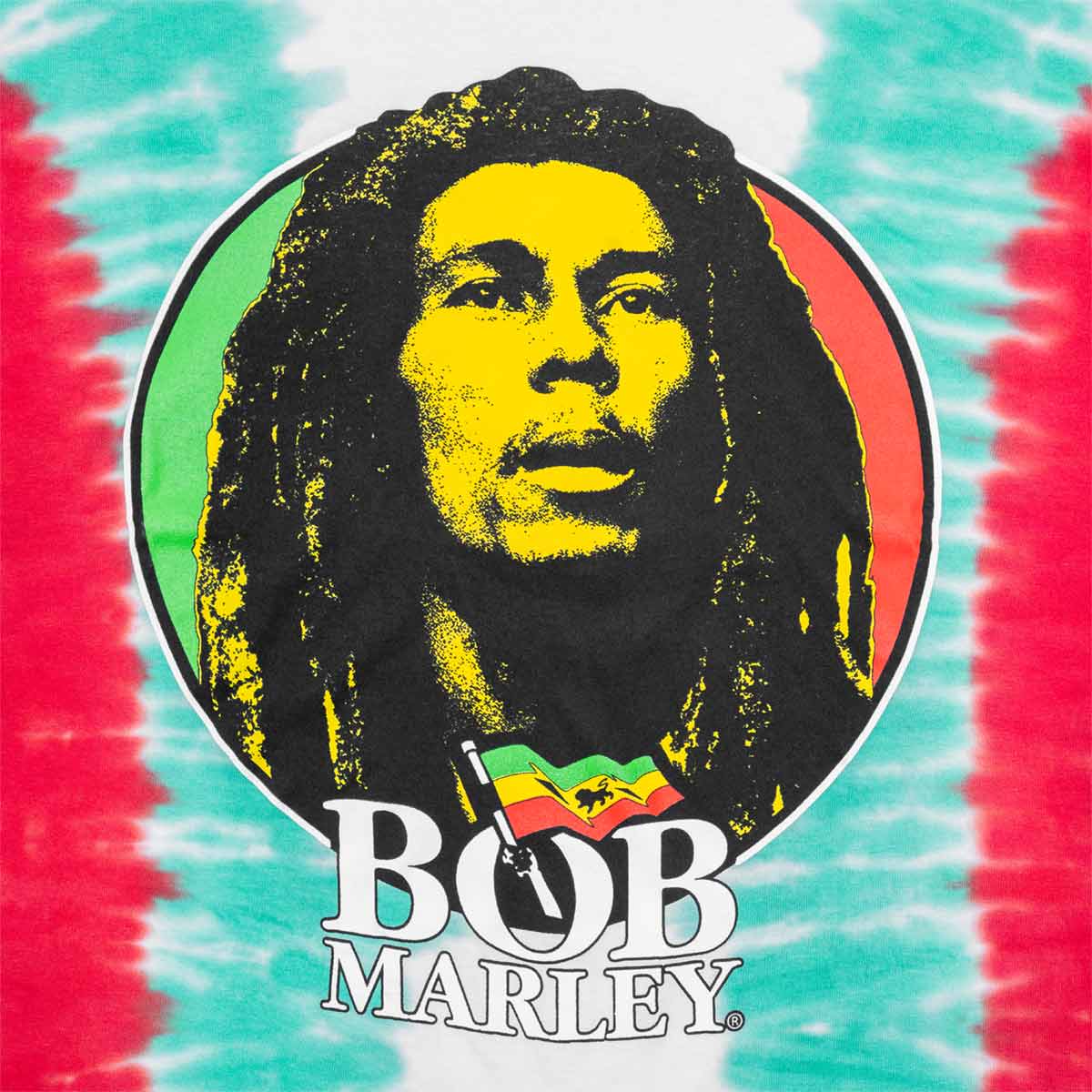 Bob Marley Adult Fit Tee with Tie Dye Design White image number 5