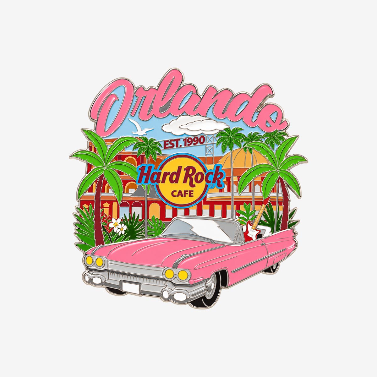 Collectible Orlando Pink Car Facade Pin image number 1