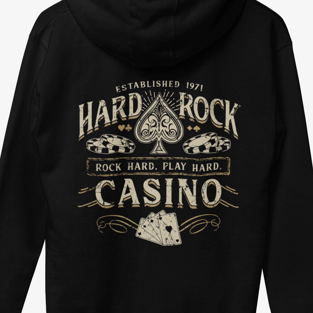 Adult Fit Casino Full Zip Hoodie in Black image number 5