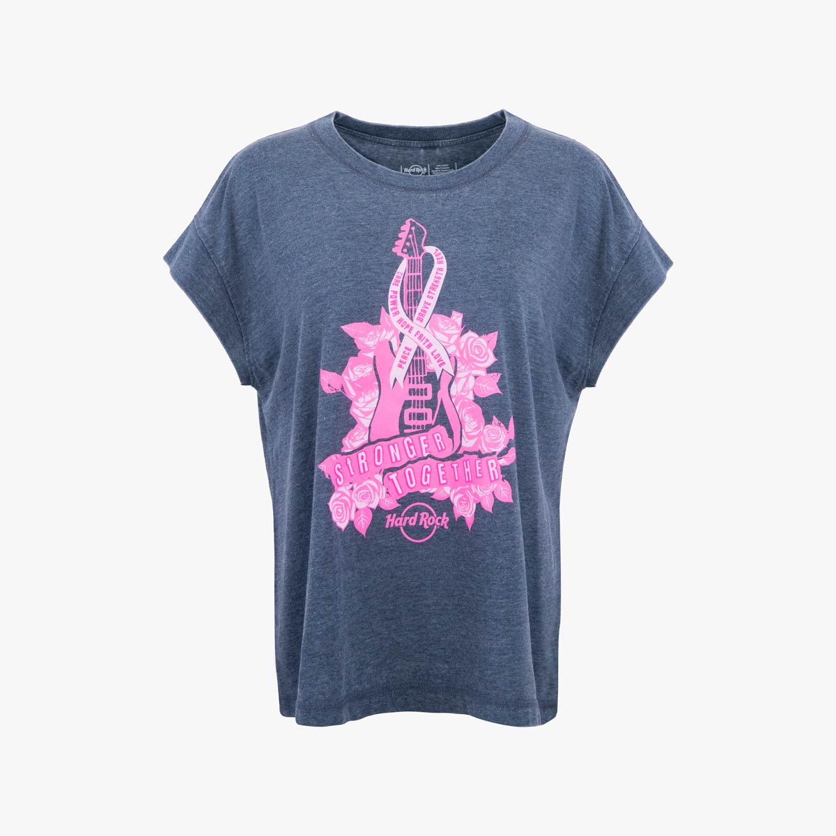 Pinktober Ladies Dropshoulder Tee in Vintage Navy image number 1