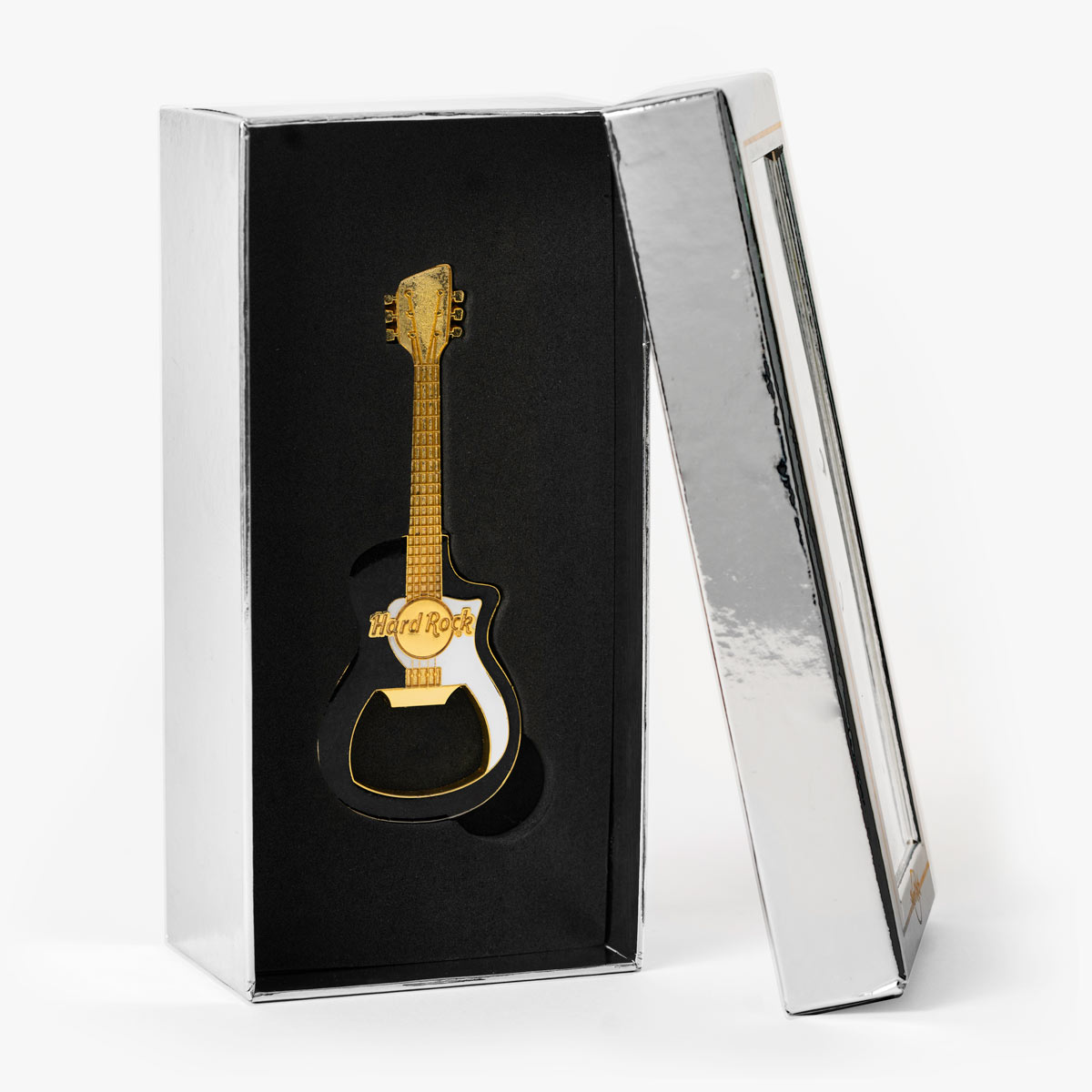Hard Rock Metallic Guitar Bottle Opener Magnet in Black and Gold image number 3