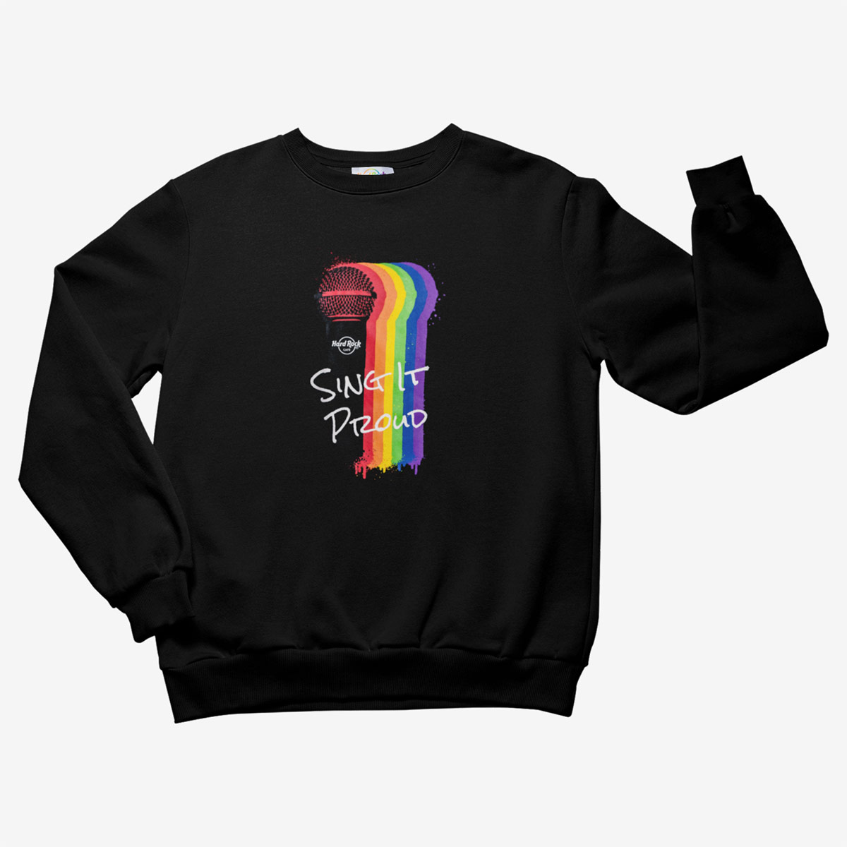 Pride Pullover Crewneck Fleece with Mic Drip Sing It Proud Design image number 1