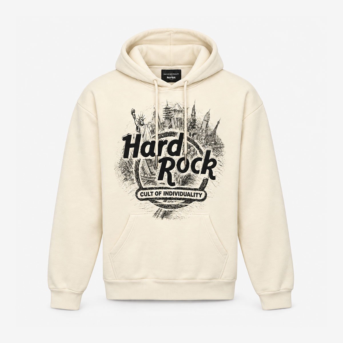 Hard Rock x Cult Banner Motto Pullover Fleece in Winter White image number 3