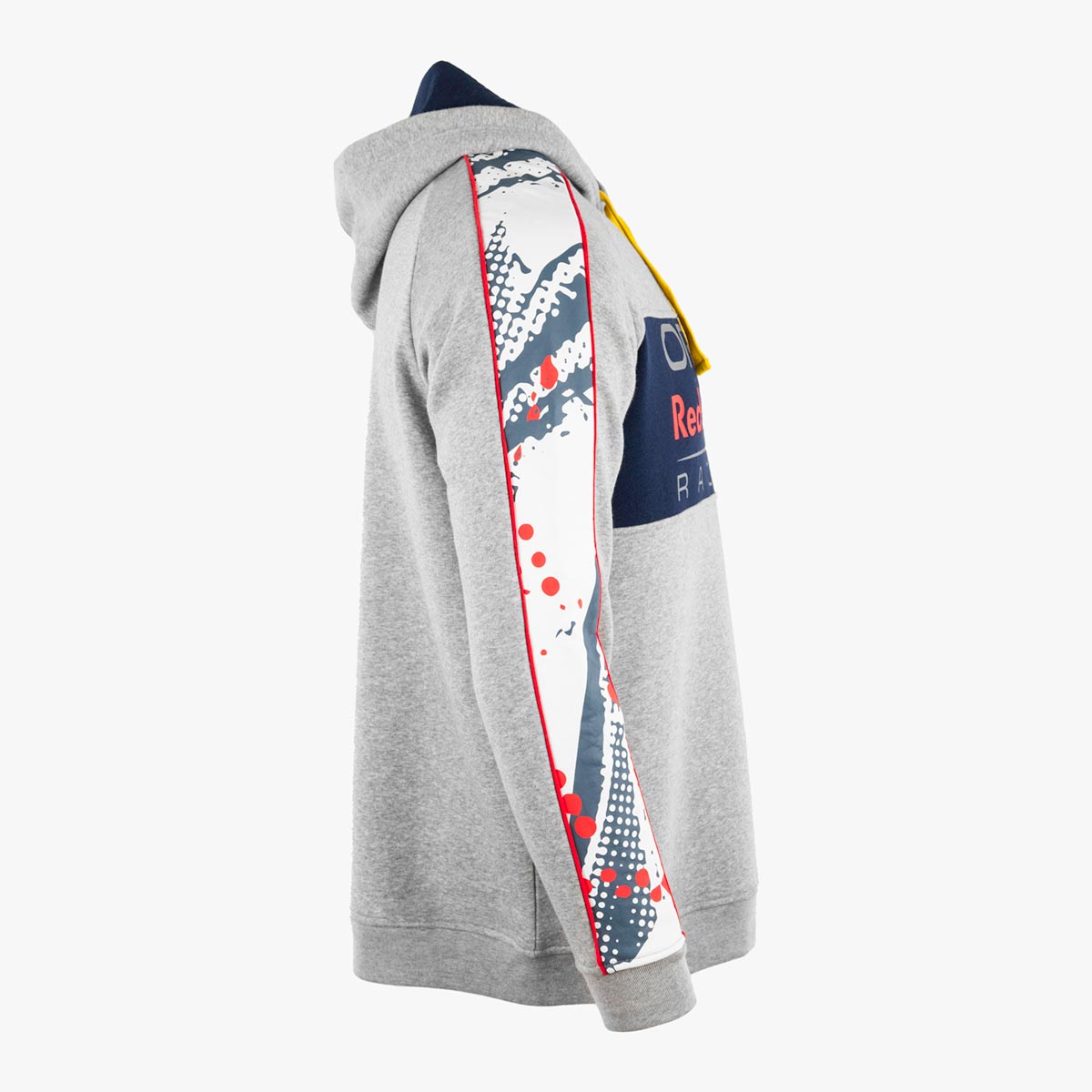 Oracle Red Bull Double Layer Hoodie in Grey with Sleeve Print Piping Details image number 4