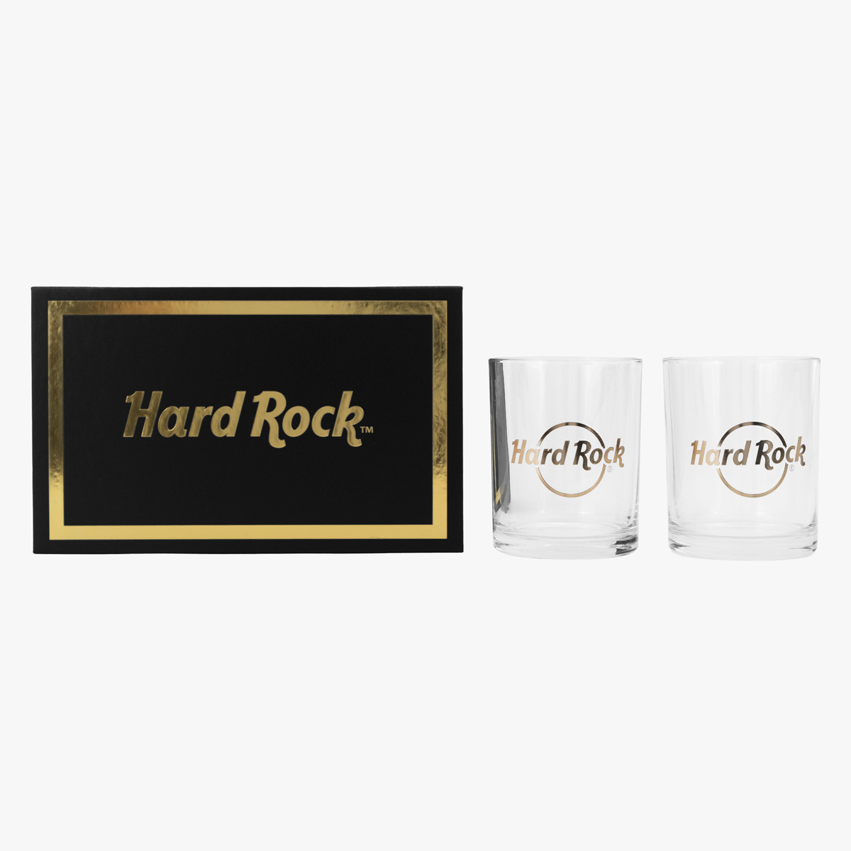 Hard Rock Whiskey Glass Set with Metallic Gold Logo image number 1