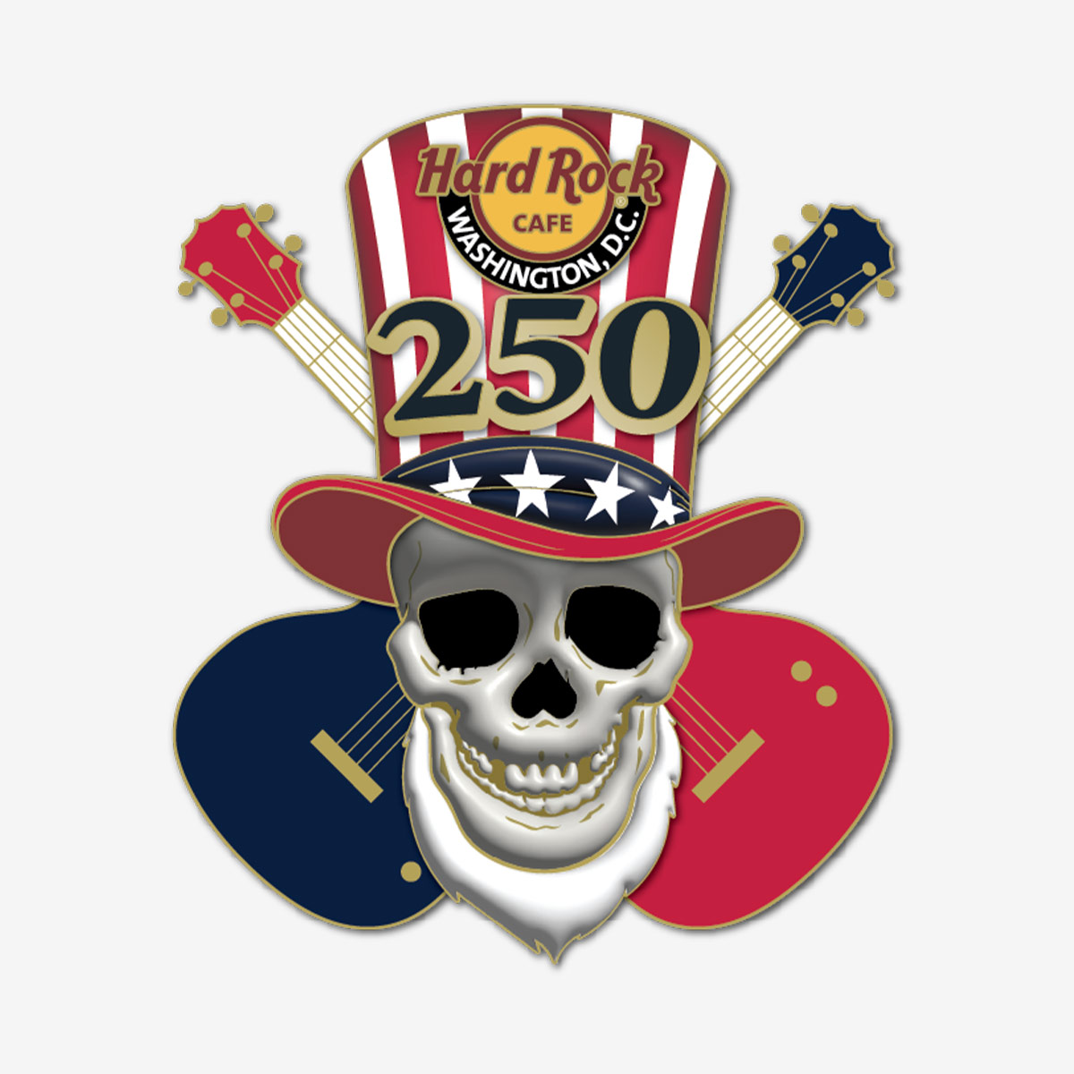 Limited Edition Washington D.C. America 250th Anniversary Crossed Guitars Skull image number 1