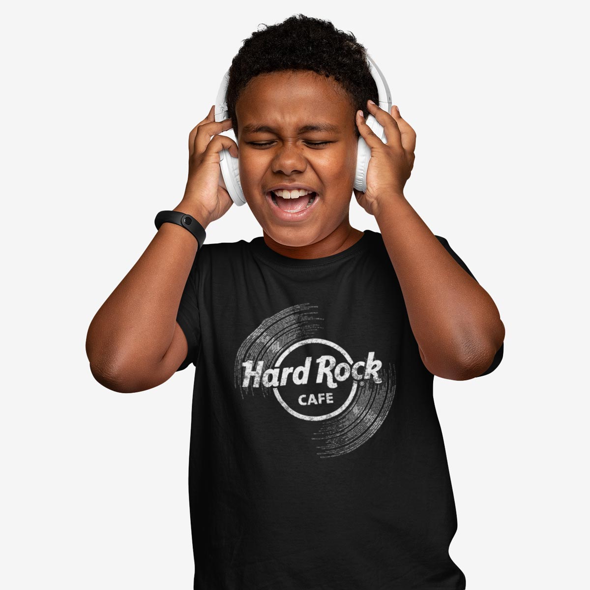 Hard Rock Vinyl Logo Youth Shortsleeve Crewneck Tee in Black image number 4