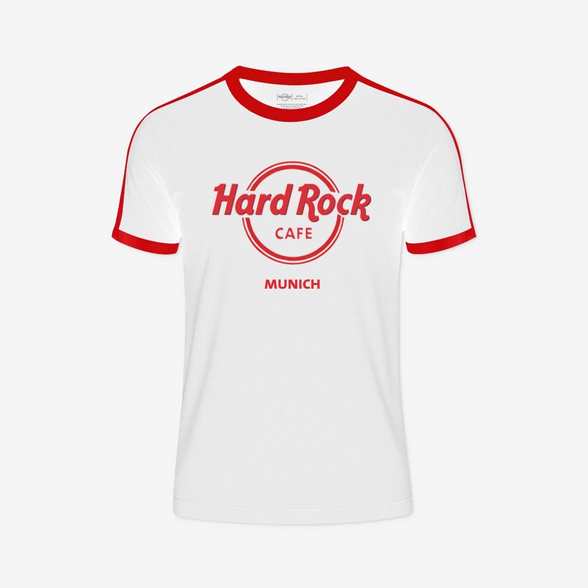 Adult Fit Manchester Ringer Tee in White and Red image number 1