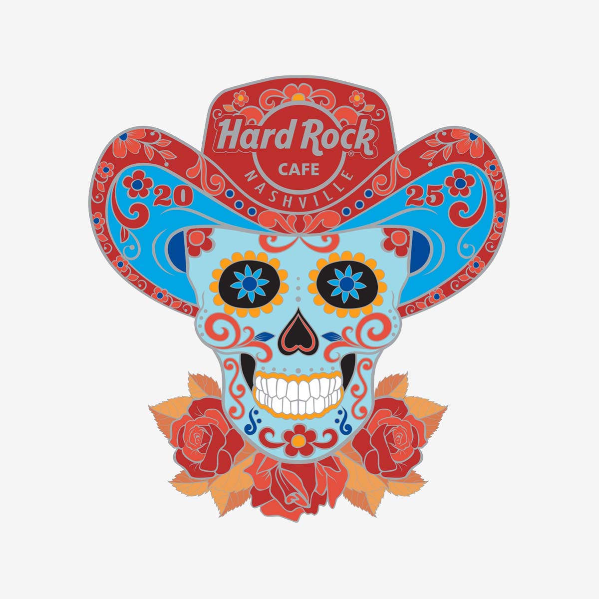 Limited Edition Nashville New Years Sugar Skull Pin image number 1