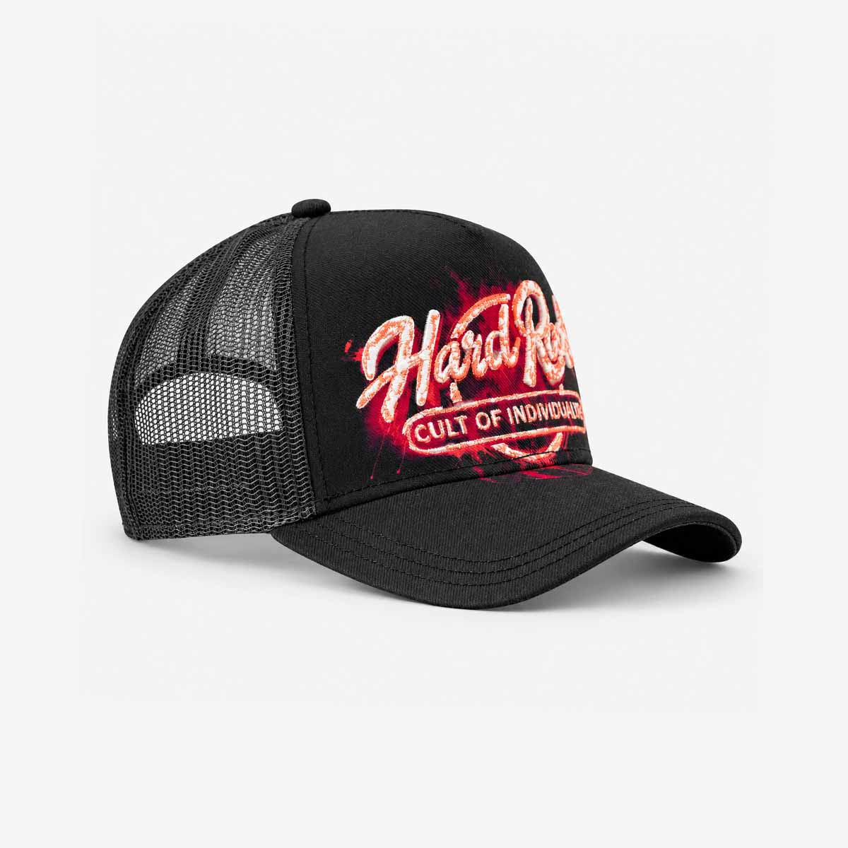 Hard Rock x Cult Graffiti Logo Mesh Trucker Hat in Black image number 4