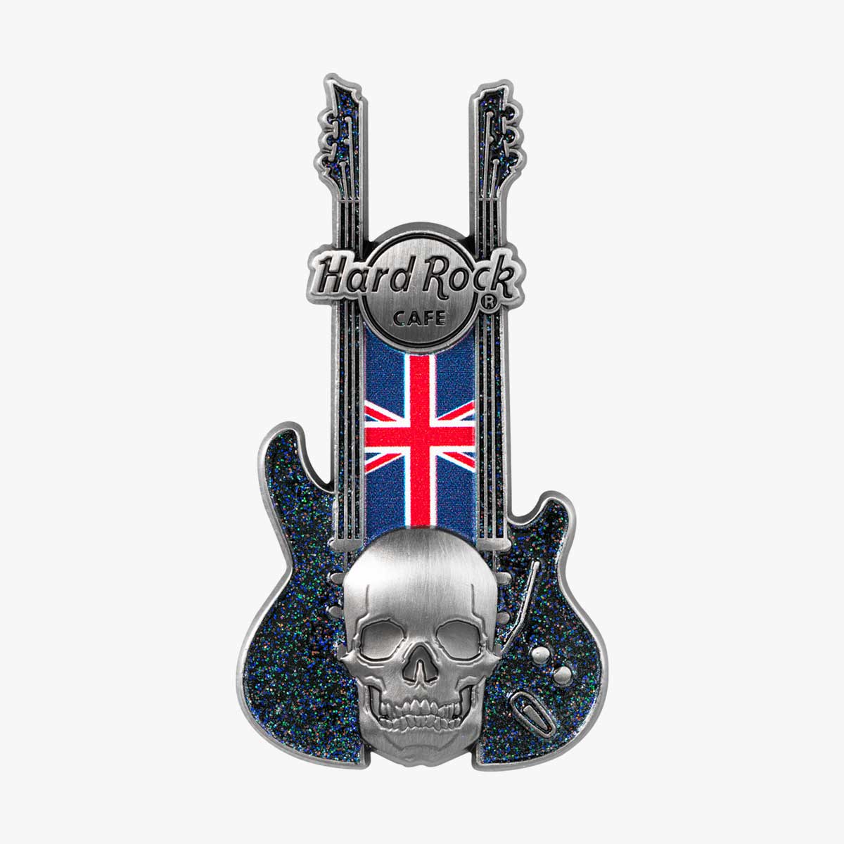 UK 3D Skull Flag Guitar Series Pin image number 1