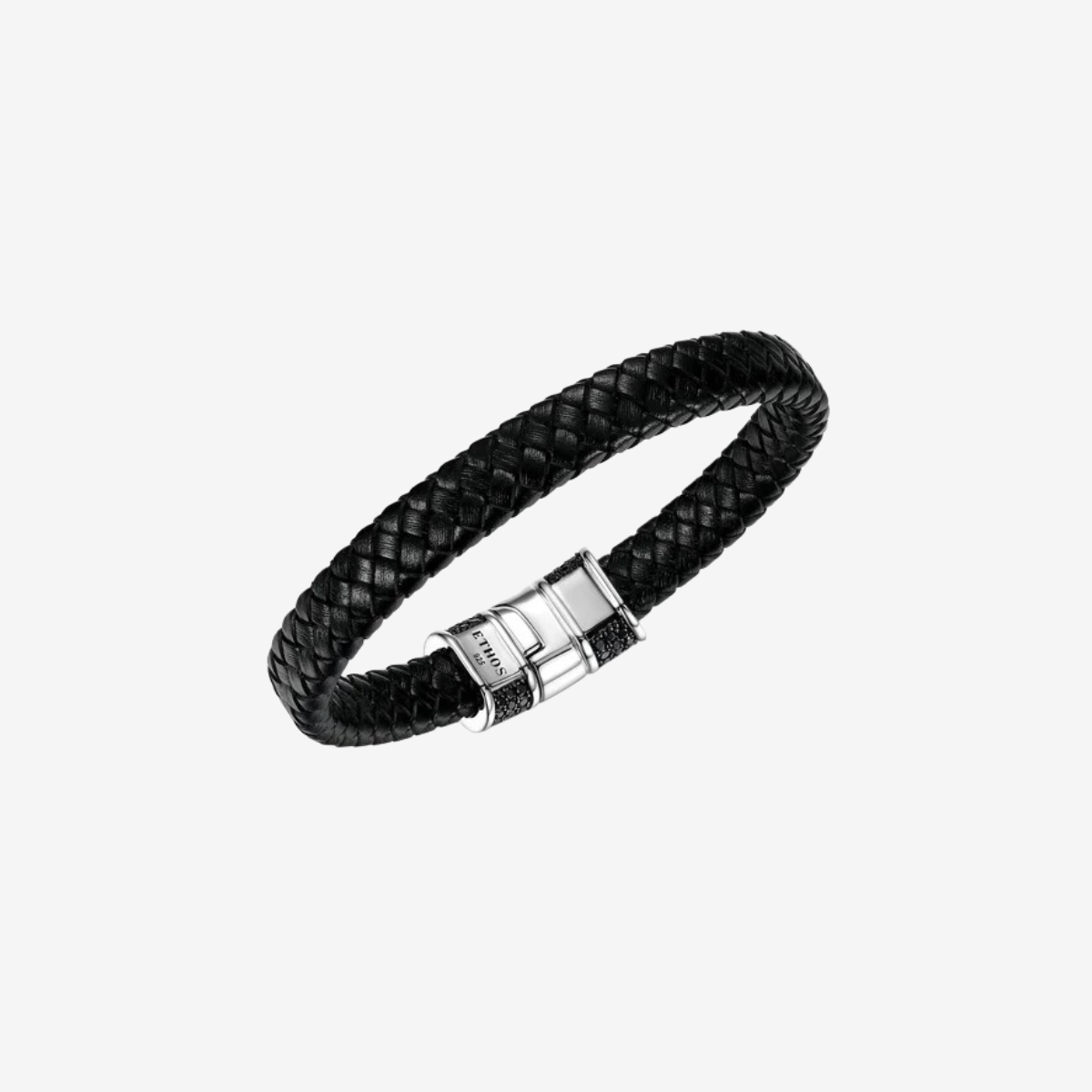 Ethos 8.5" "Black Ice" Leather Bracelet with Sapphire Closure image number 2