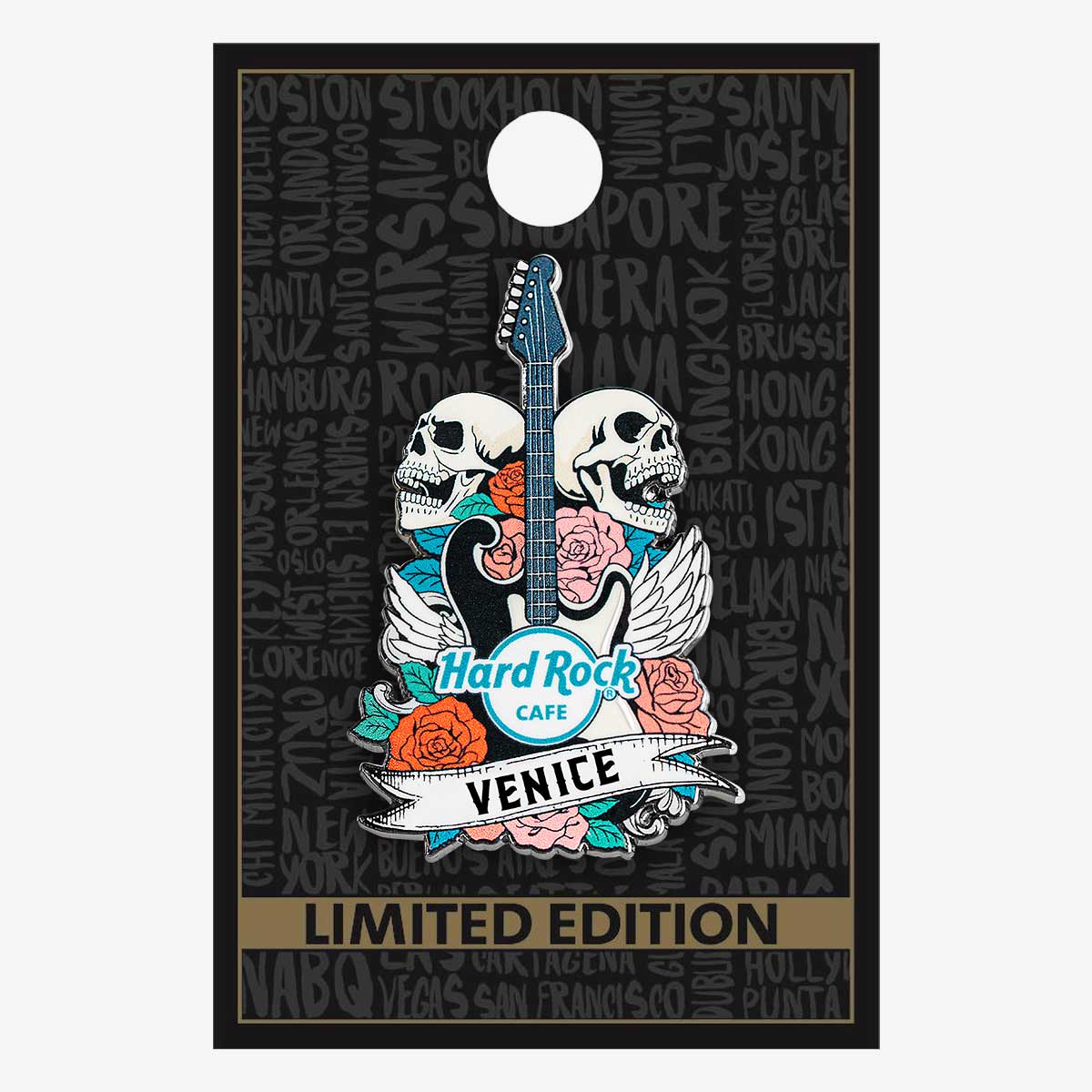 Limited Edition Skulls and Roses Guitar Pin image number 2