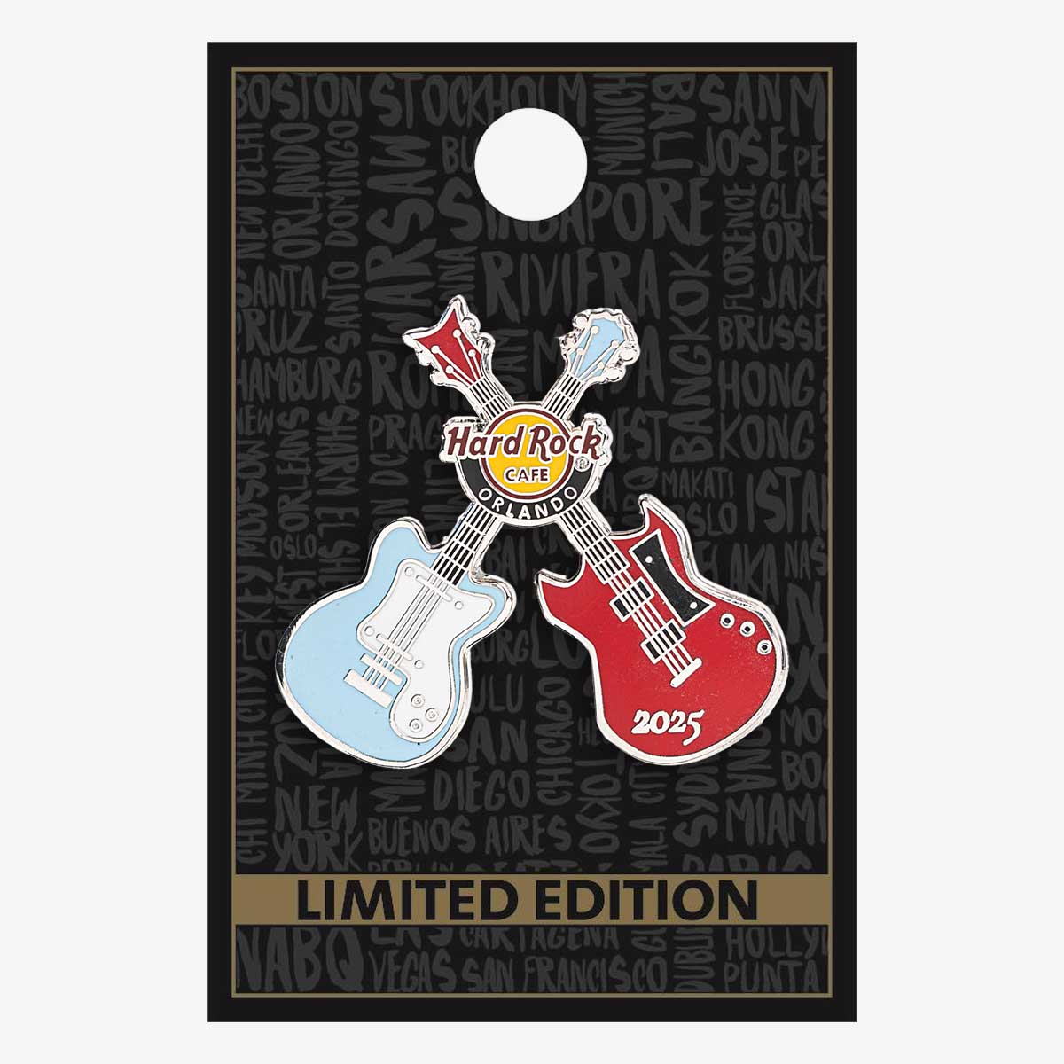 Limited Edition Orlando Fire & Ice Crossed Guitar Pin image number 2
