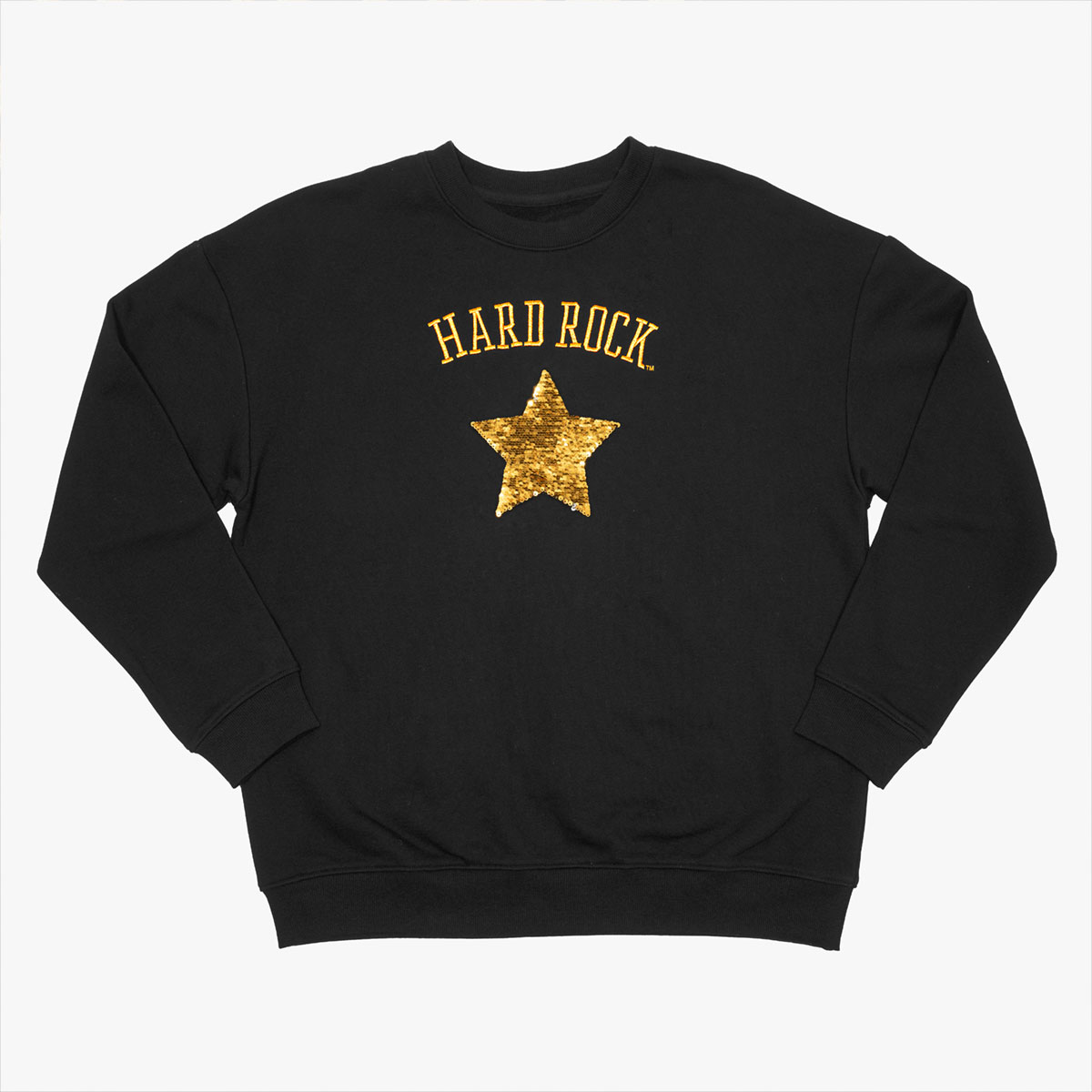 Metallic Sequins Hard Rock Logo Crewneck Fleece Sweater image number 3