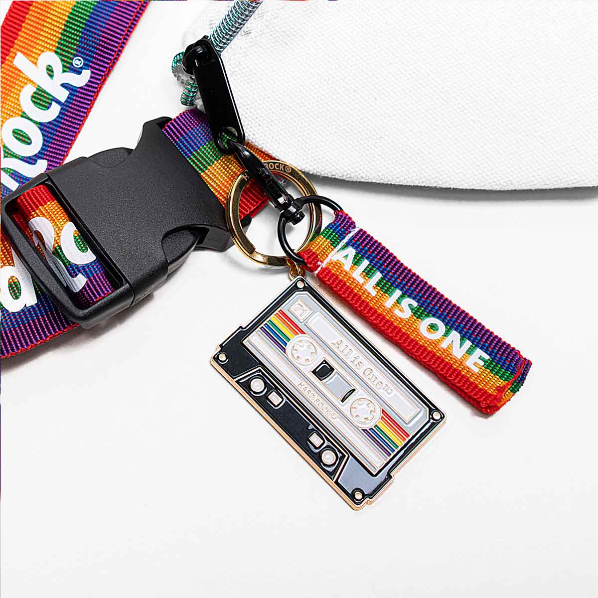 Pride Cassette Keychain with All Is One Motto image number 3