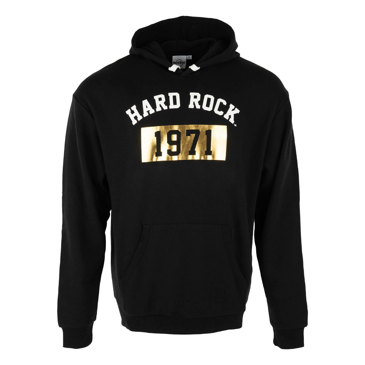 Metallic Gold Foil Hard Rock Logo Mens Hoodie in Black image number 3