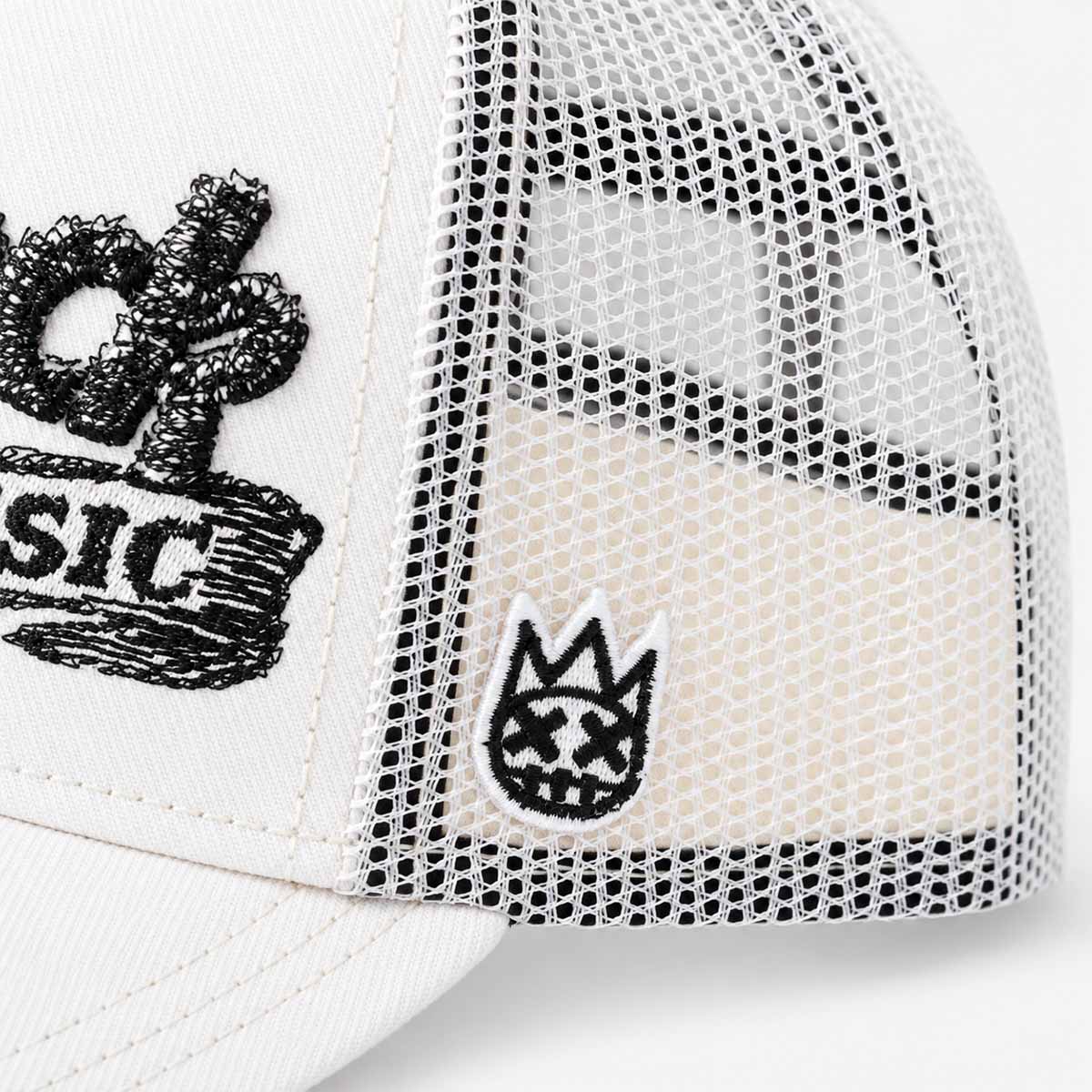 Hard Rock x Cult Banner Motto Mesh Trucker Hat in Winter White image number 8