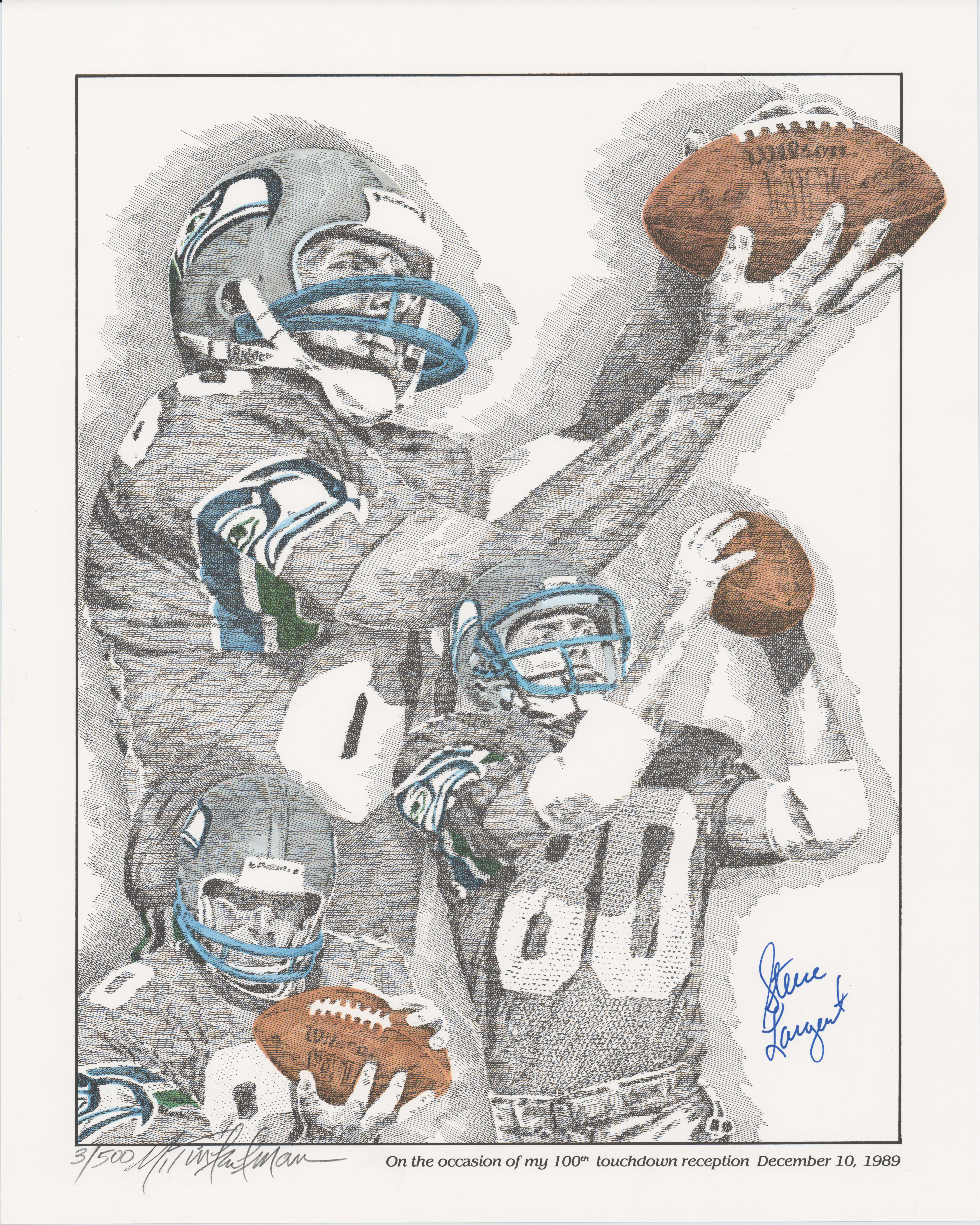 Steve Largent Signed Lithograph Limited to 500 image number 1