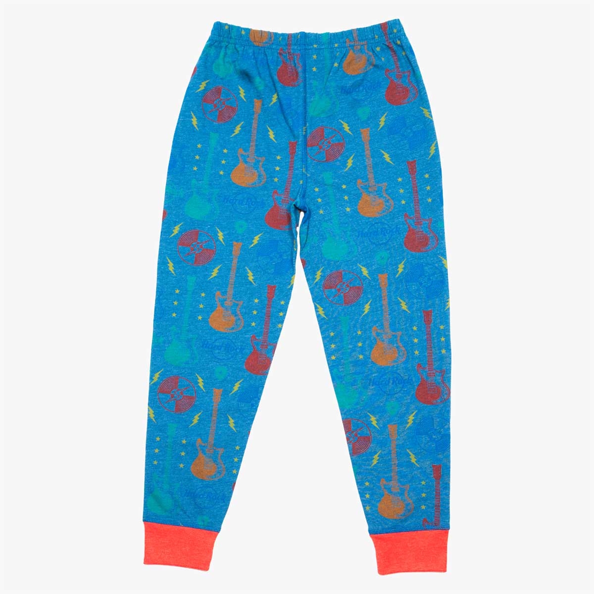 Cozy Holiday Youth Pajama Set in Blue Guitars Print image number 5