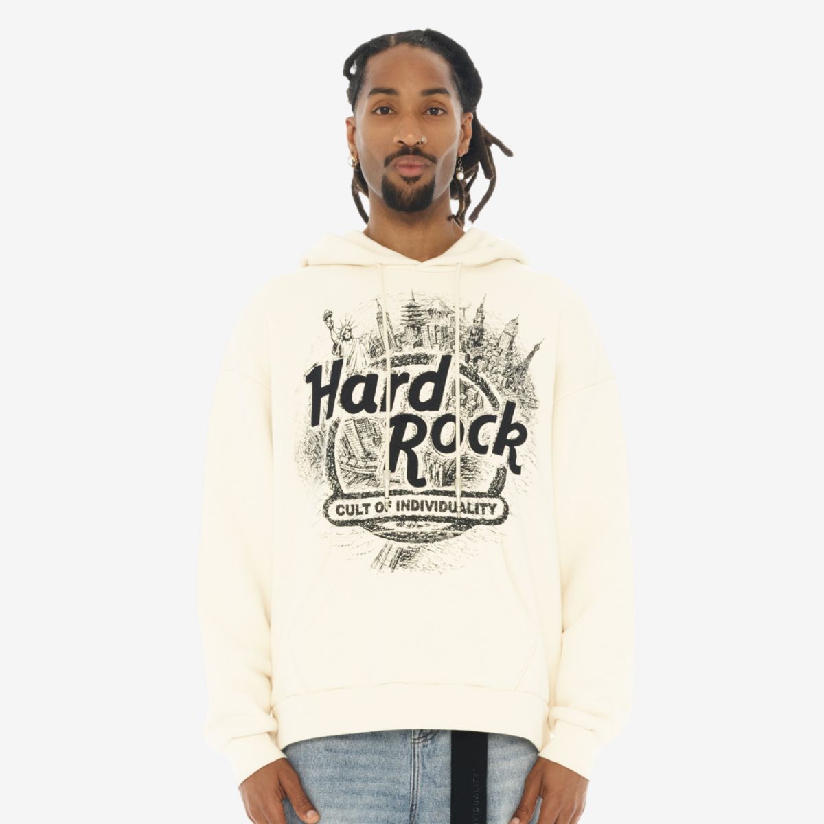 Hard Rock x Cult Banner Motto Pullover Fleece in Winter White image number 1