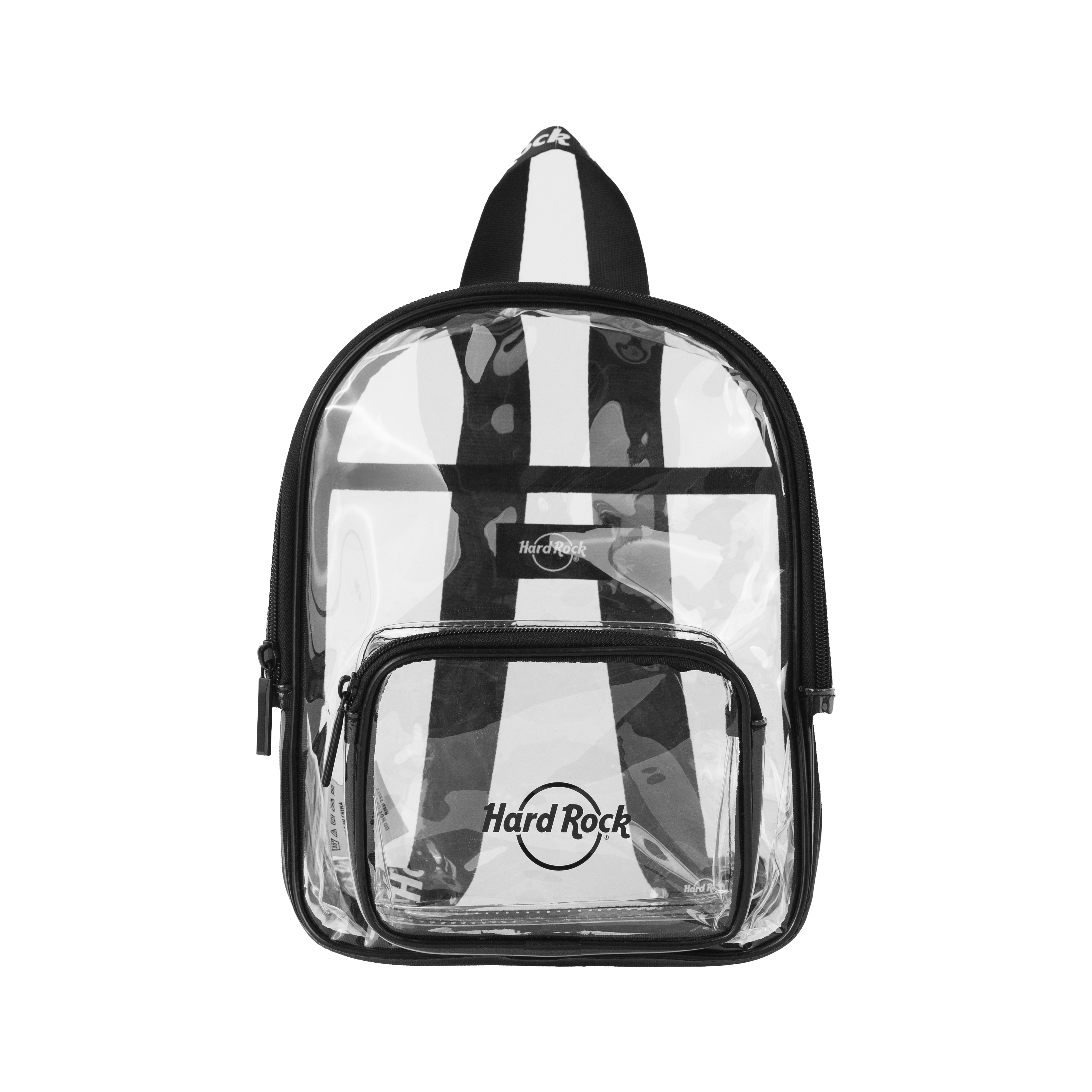 Logo Repeat Black and White Strap Clear Stadium Backpack image number 5
