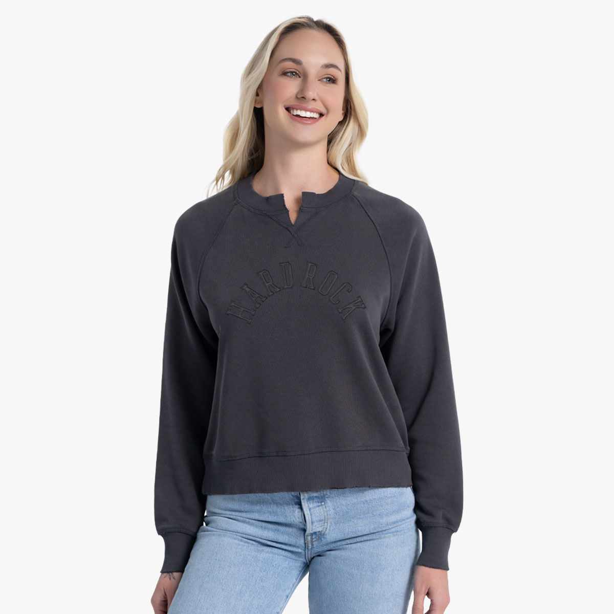 Women's Fit Cross Guitars Willow Washed Longsleeve Tee in Carbon Grey image number 1