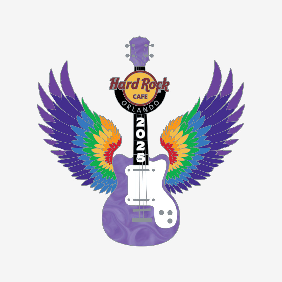 Limited Edition Winged Rainbow Guitar Pin image number 1