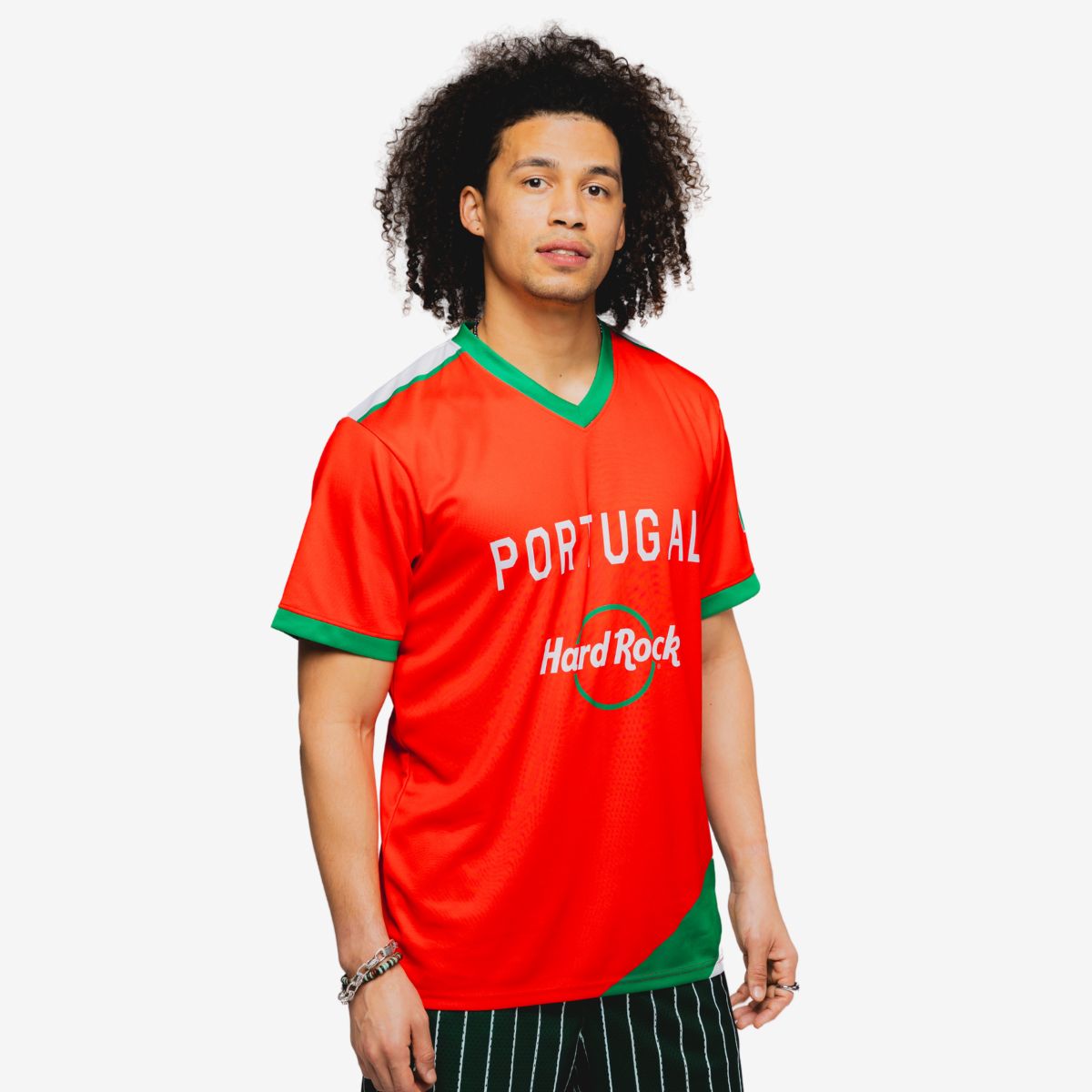 Portugal Soccer V-Neck Tee in Red image number 1