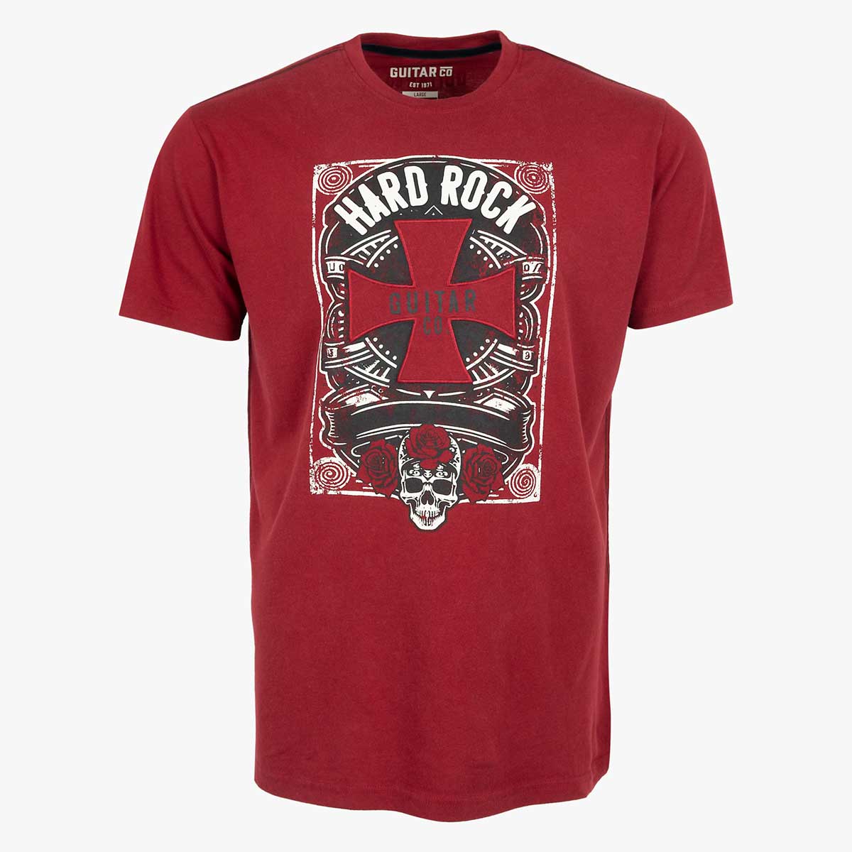 Guitar Company Adult Fit Tee in Red Cross Skull Roses image number 2