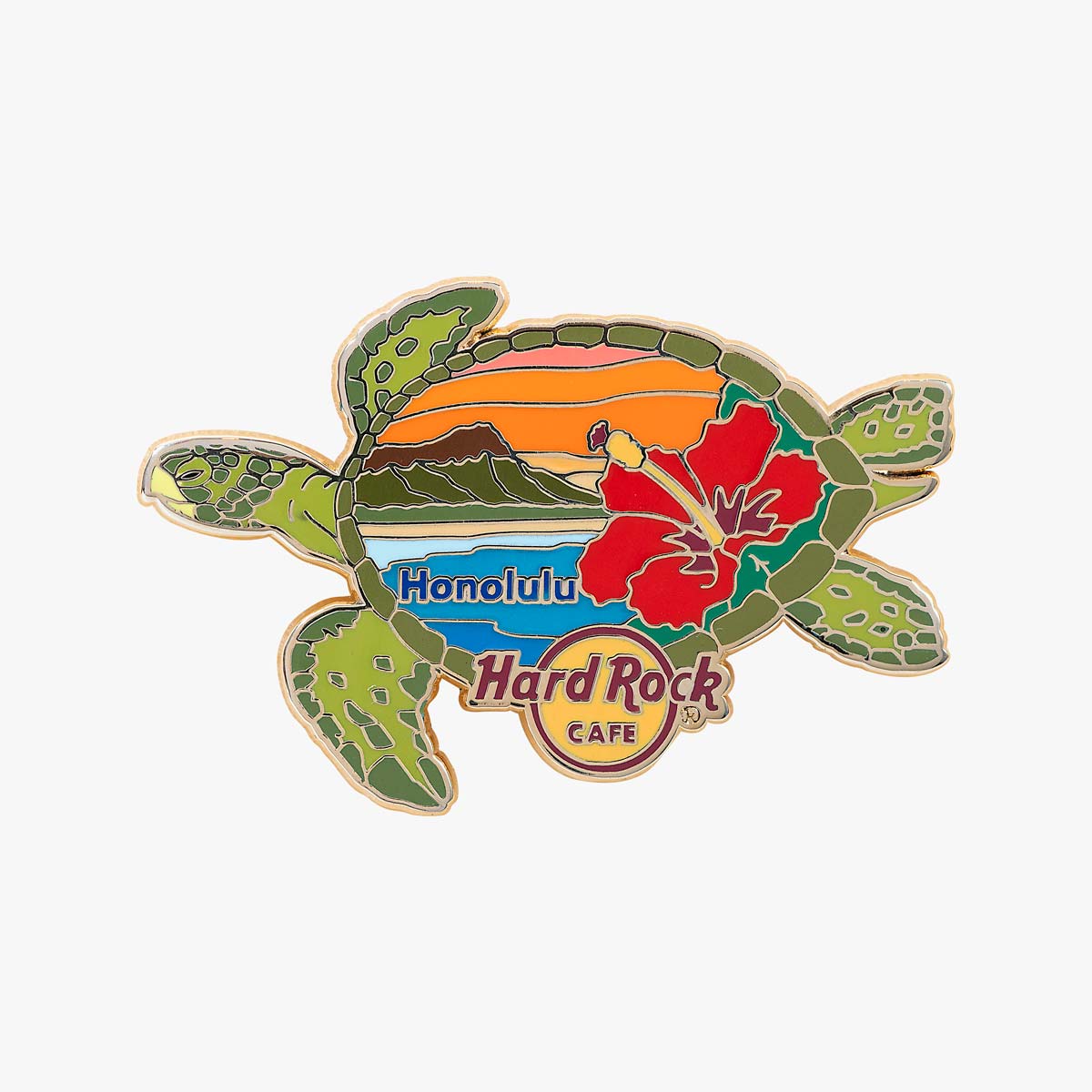 Honolulu Sunset Turtle Pin image number 1