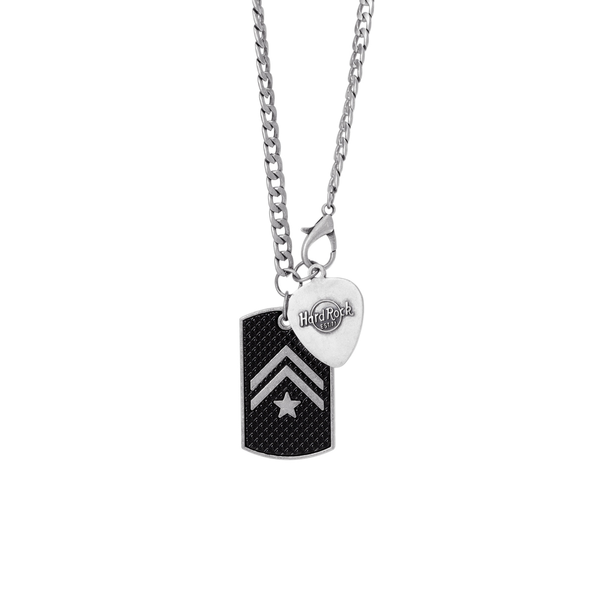 Chevron Stripe Dog Tag and Guitar Pick Chain image number 1