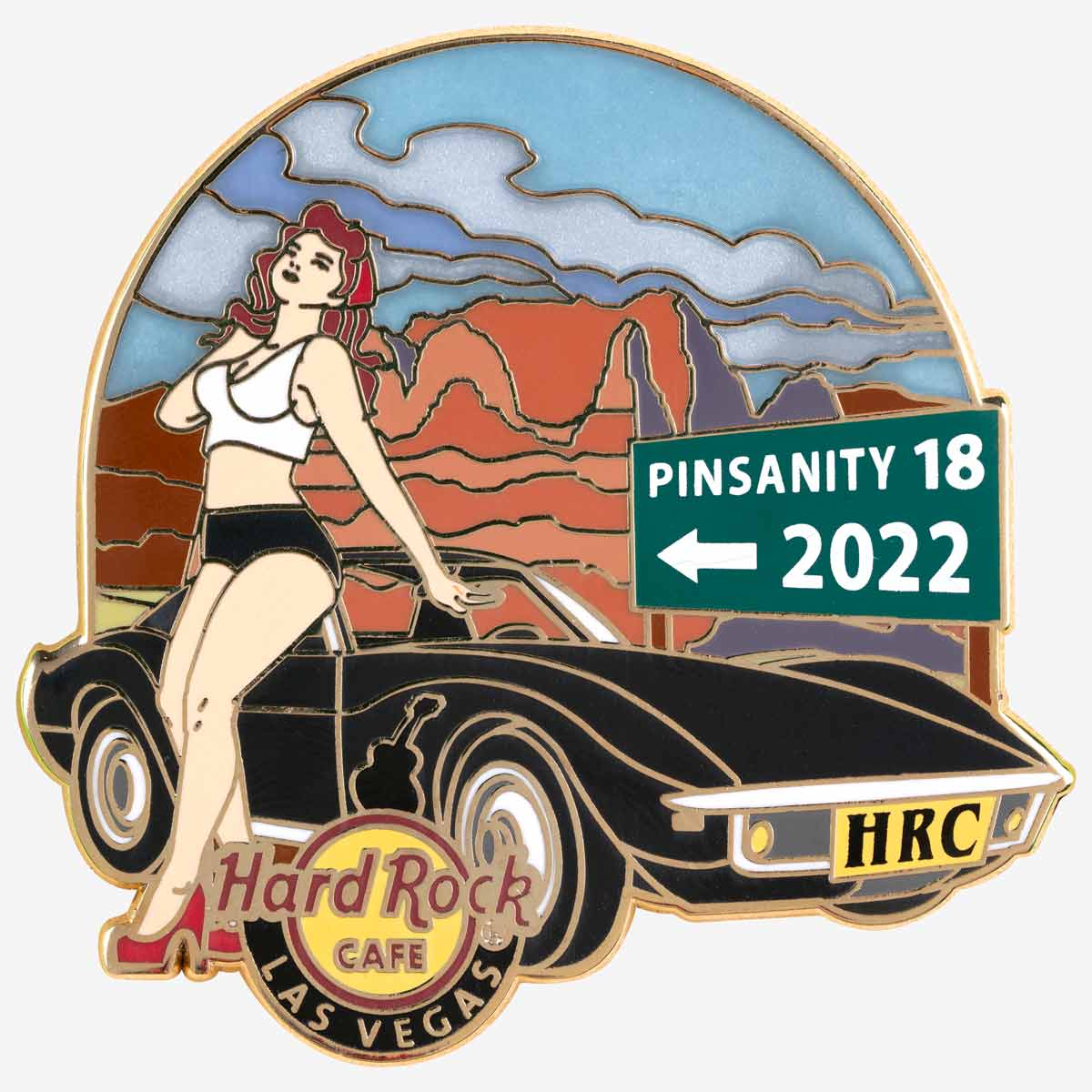 Hard Rock Pinsanity 18 Pin with Las Vegas Red Hair Lady and Black Car image number 2