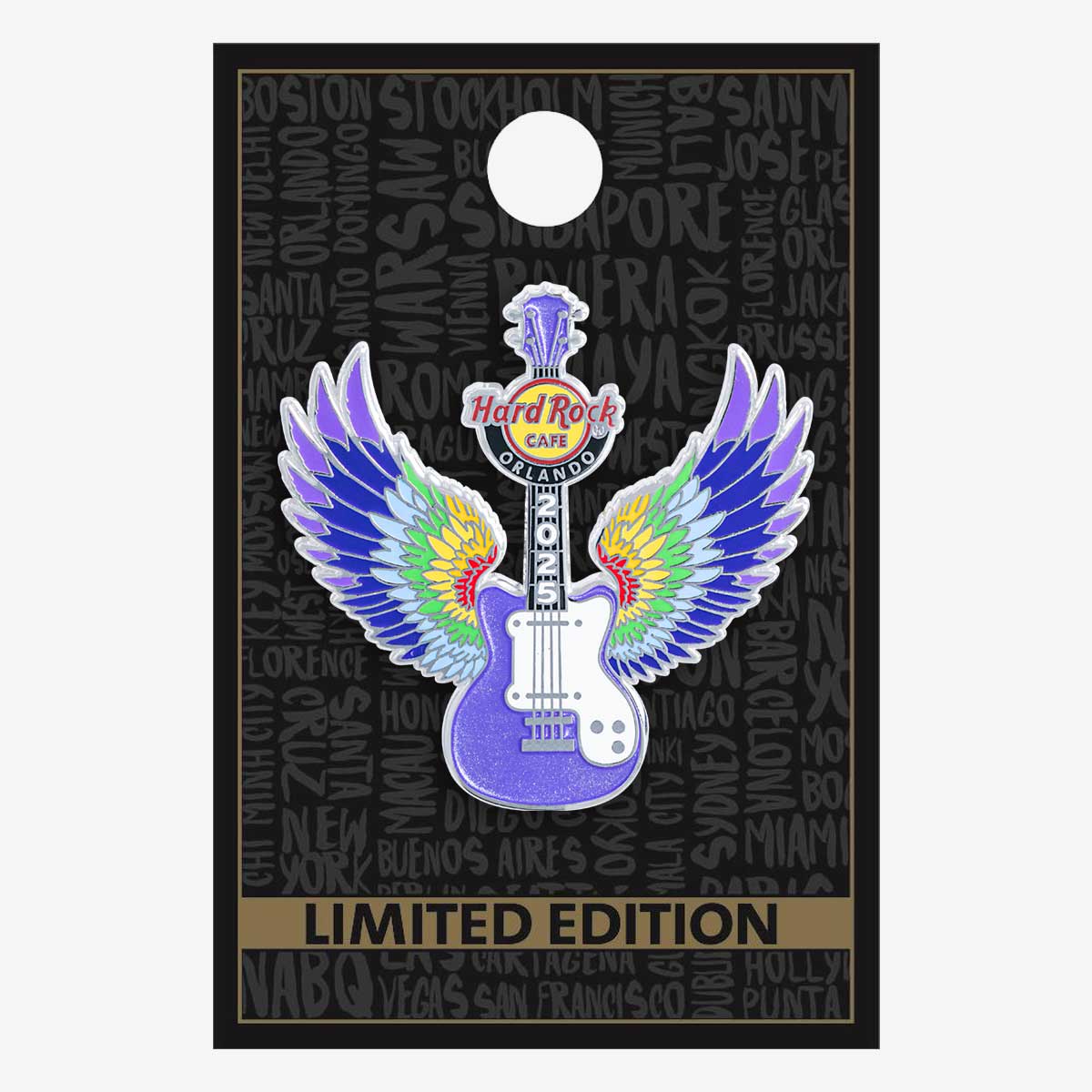 Limited Edition Winged Rainbow Guitar Pin image number 2
