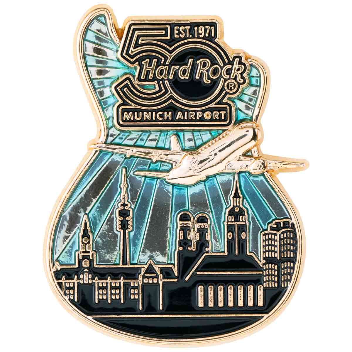Munich Airport 50th Anniversary 3D Guitar Skyline Pin image number 1