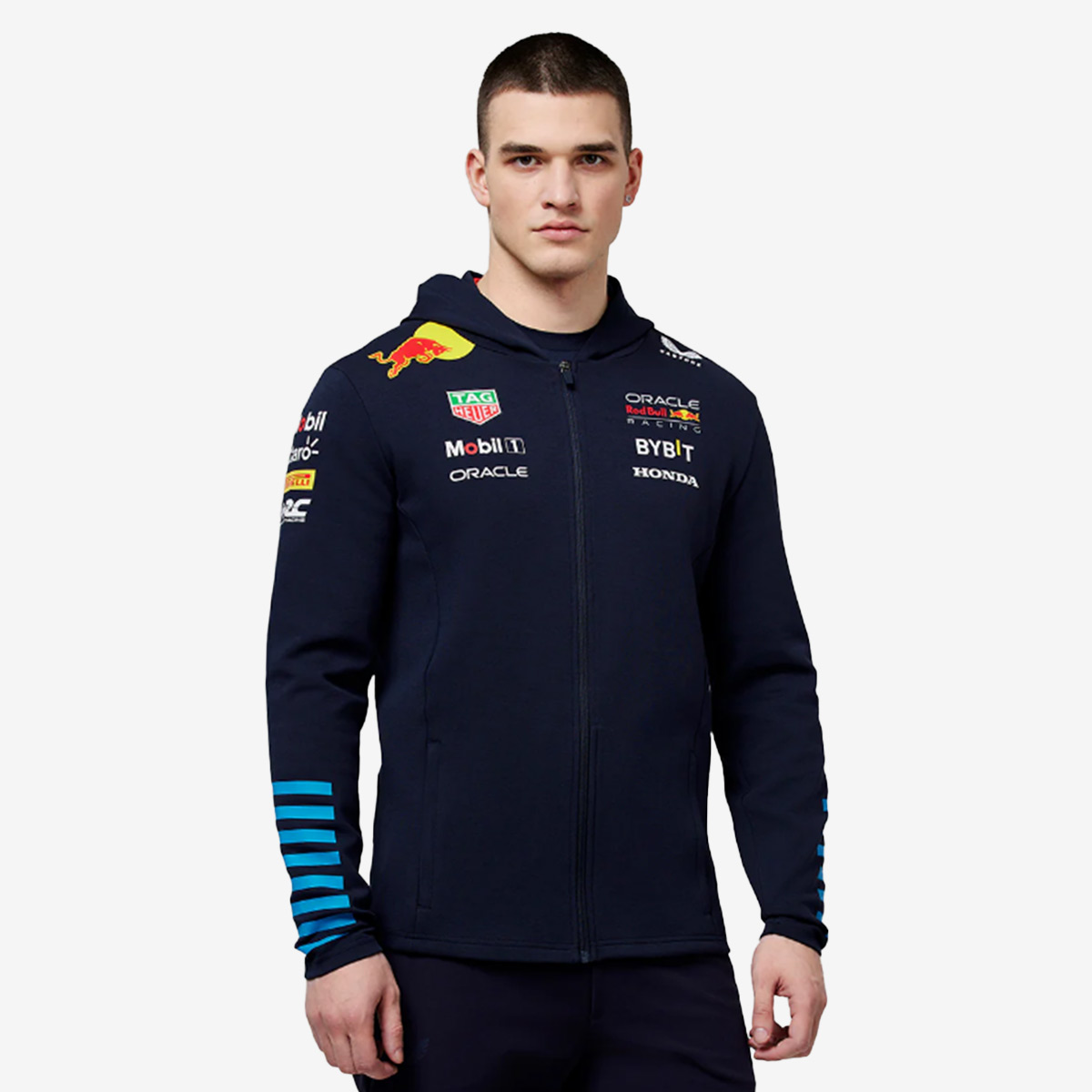 Castore x Oracle Red Bull F1 Racing Team Zip Hoodie in Navy Blue image number 1