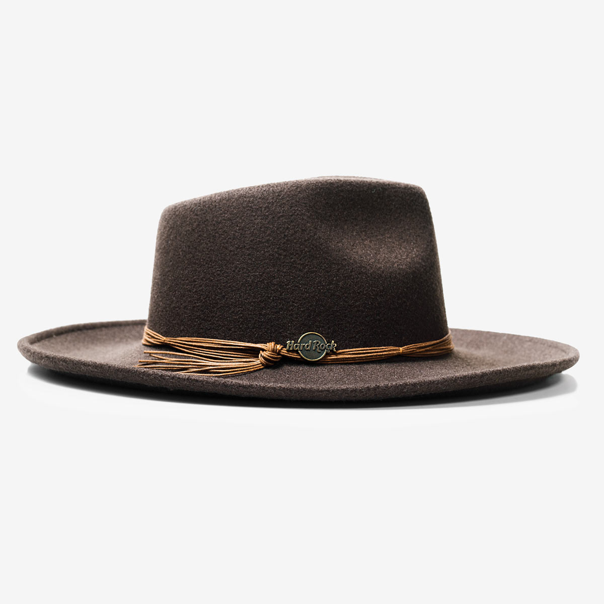 Ladies Big Brim Felt Hat Dark Brown image number 1