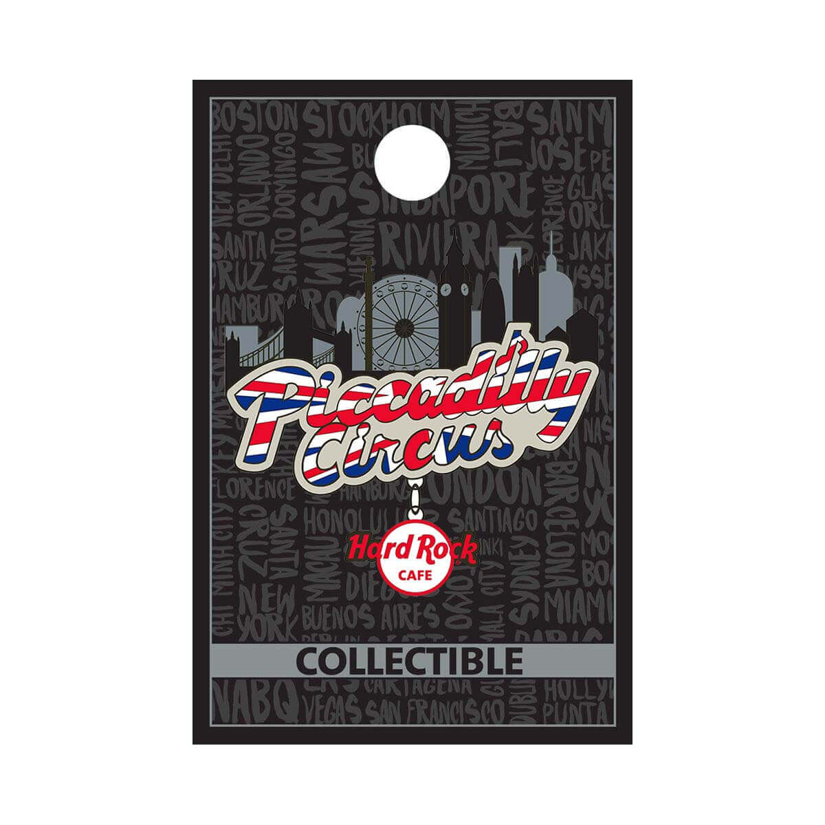 Piccadilly Circus Skyline Flag Dangle Pin image number 2