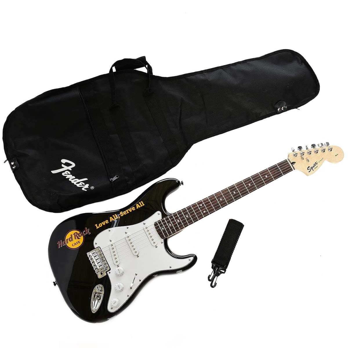 Fender Squier Stratocaster Electric Guitar with Hard Rock Logo in Black image number 3