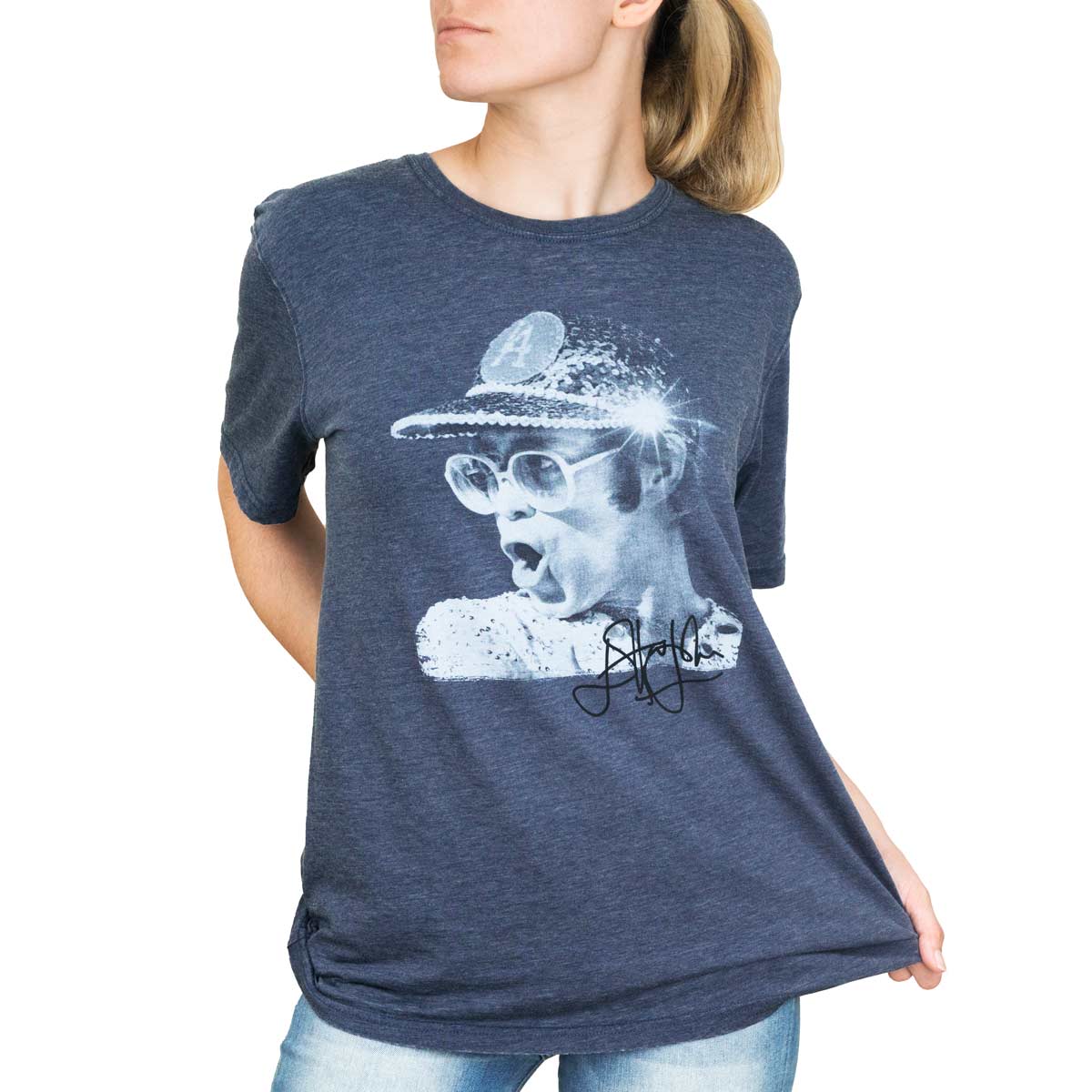 Elton John Adult Fit Autographed Tee in Blue image number 5