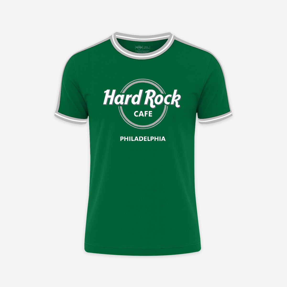 Adult Fit Philadelphia Ringer Tee Green and Silver image number 1