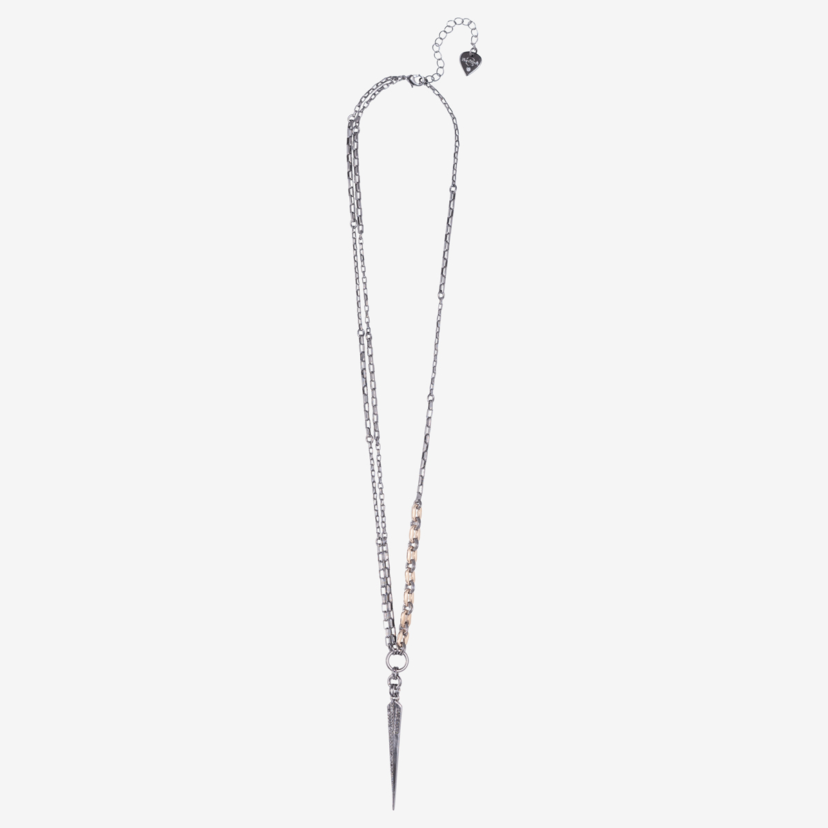 Single Spike Adjustable Necklace in Dual Tone Gunmetal image number 3