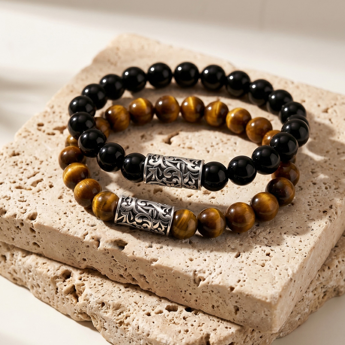 Ethos Chisel Black Agate Beaded 7.5" Bracelet image number 2