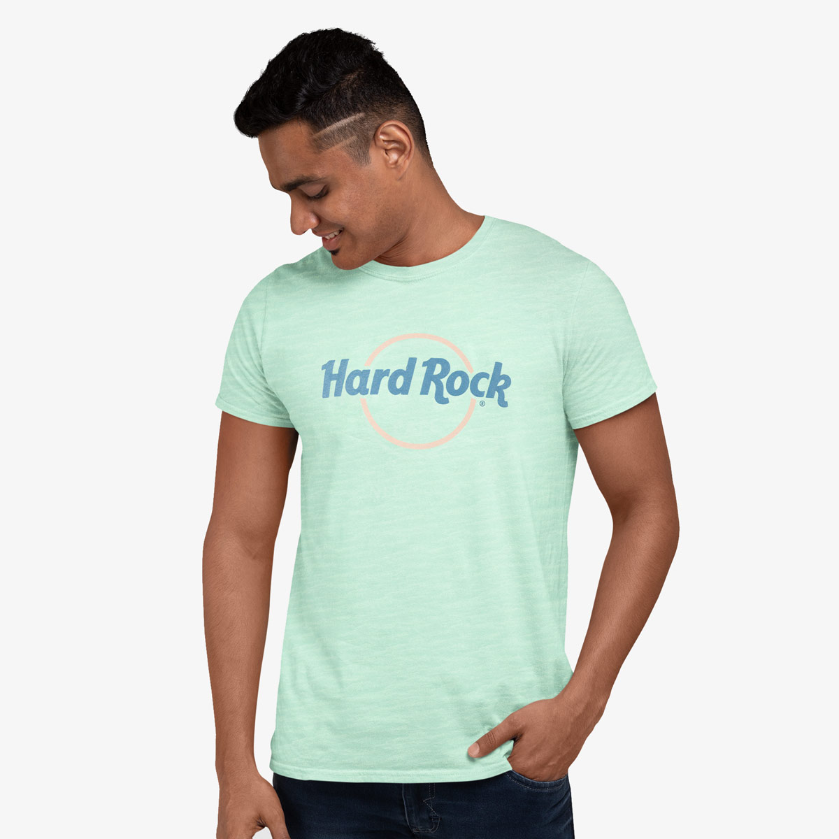 Hard Rock Pop of Color Puff Logo Tee in Mint Green image number 1