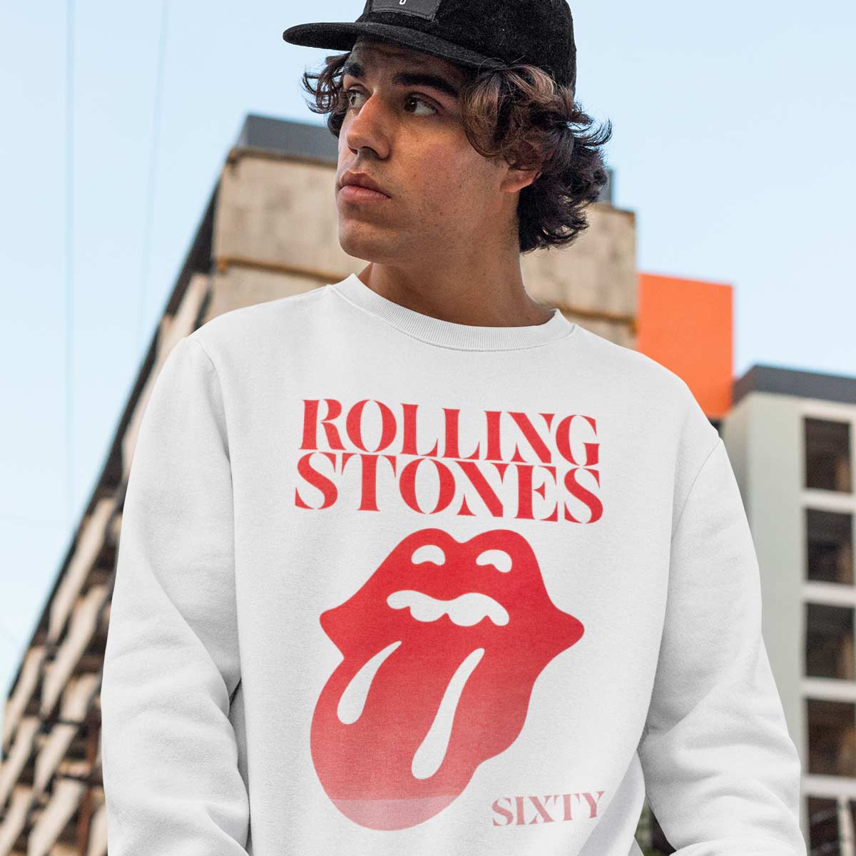 Rolling Stones Longsleeve Crewneck Pullover Sweatshirt in White image number 1