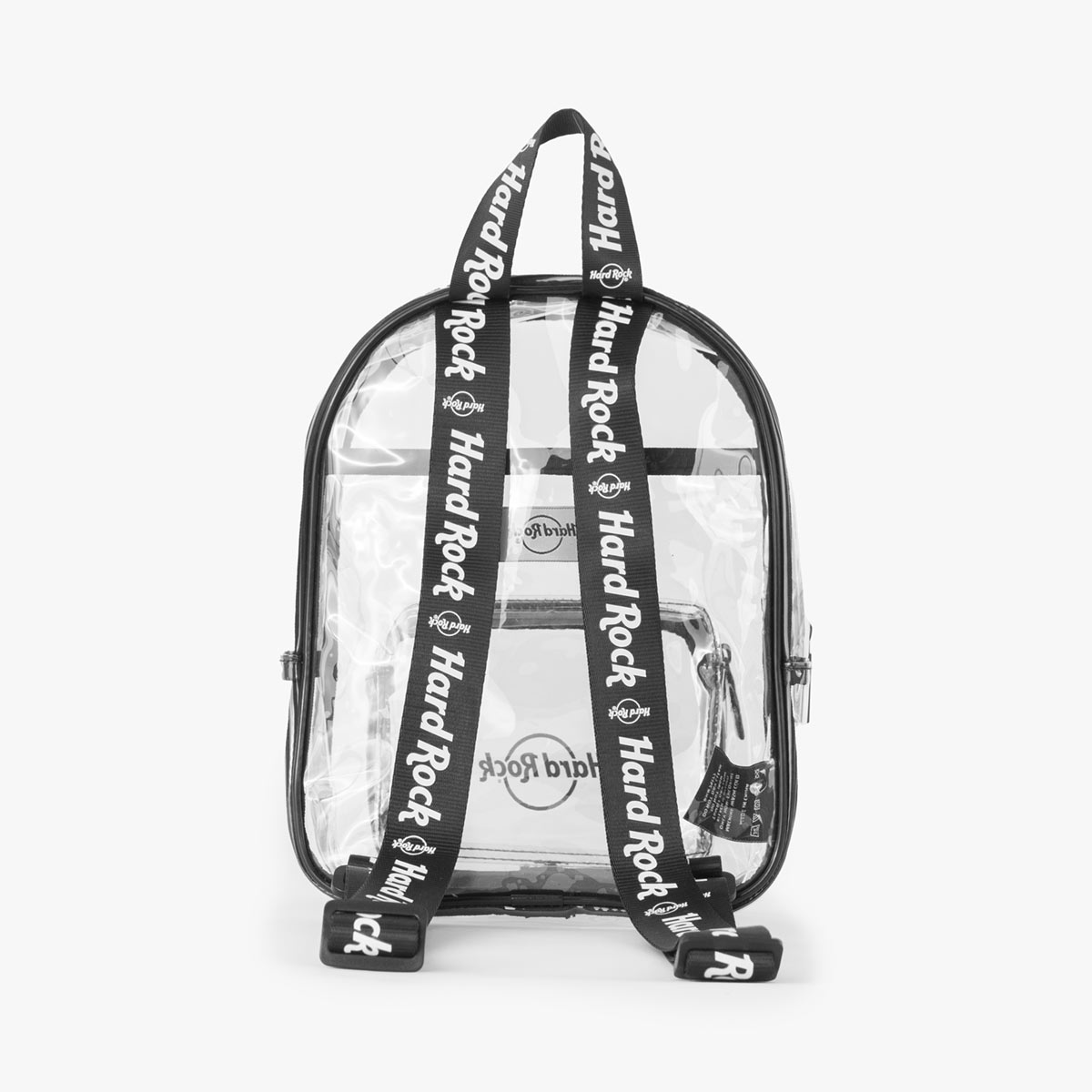Logo Repeat Black and White Strap Clear Stadium Backpack image number 3