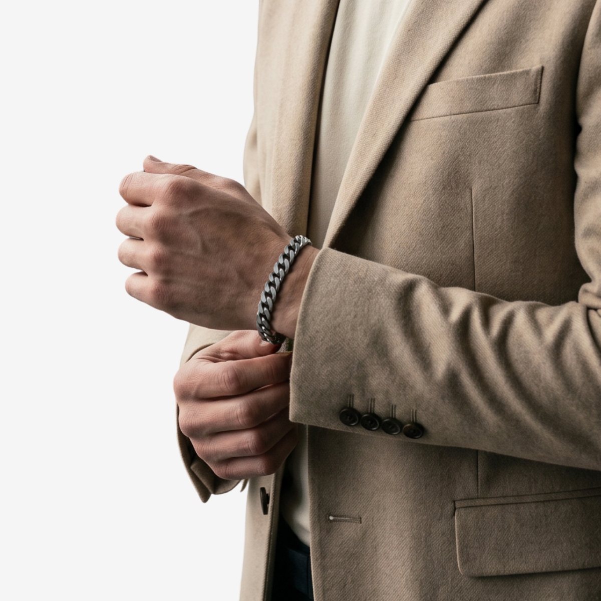 Ethos Gun Metal Curb Chain 8.5" Bracelet image number 1